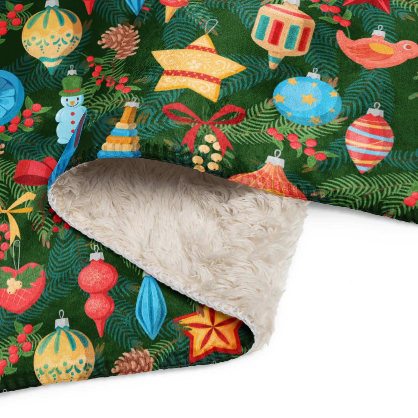 Decorated Tree Sherpa Blanket