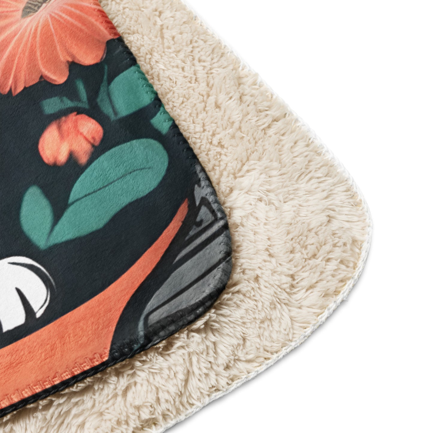 Tabby Cat Sitting Amid the Flowers Sherpa Blanket