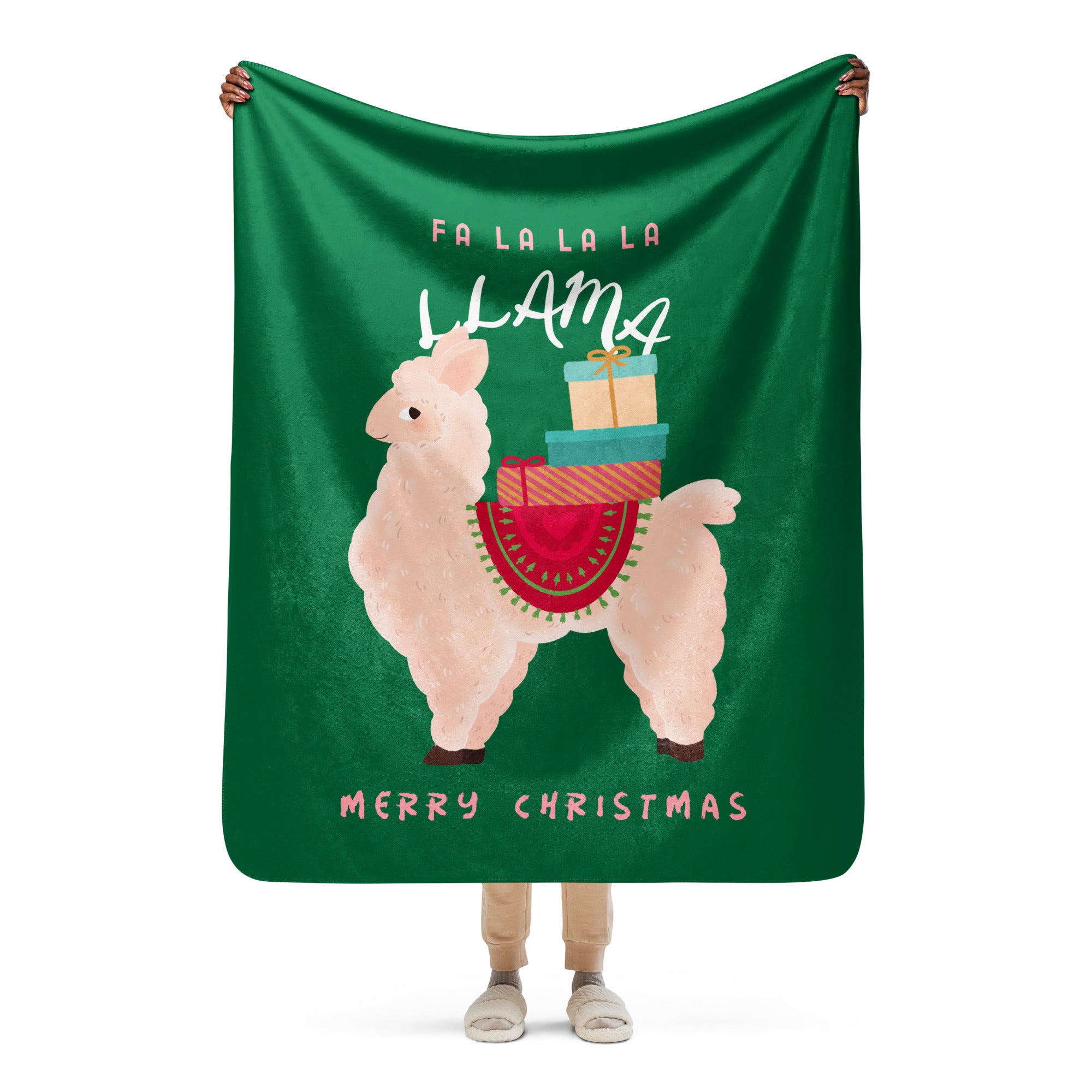 Fa La La La Llama Sherpa Blanket