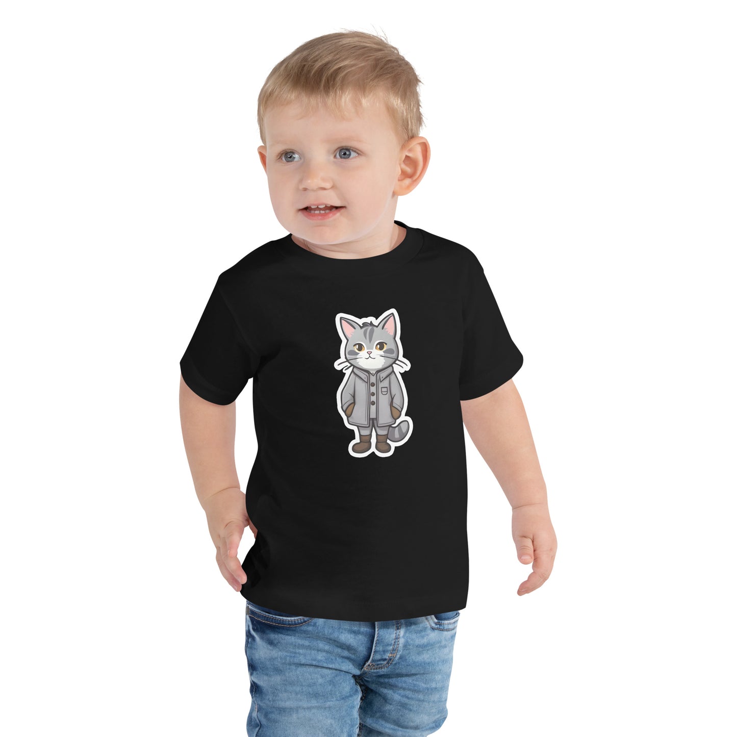 Grey Kitten in a Parka Toddler Short Sleeve Tee