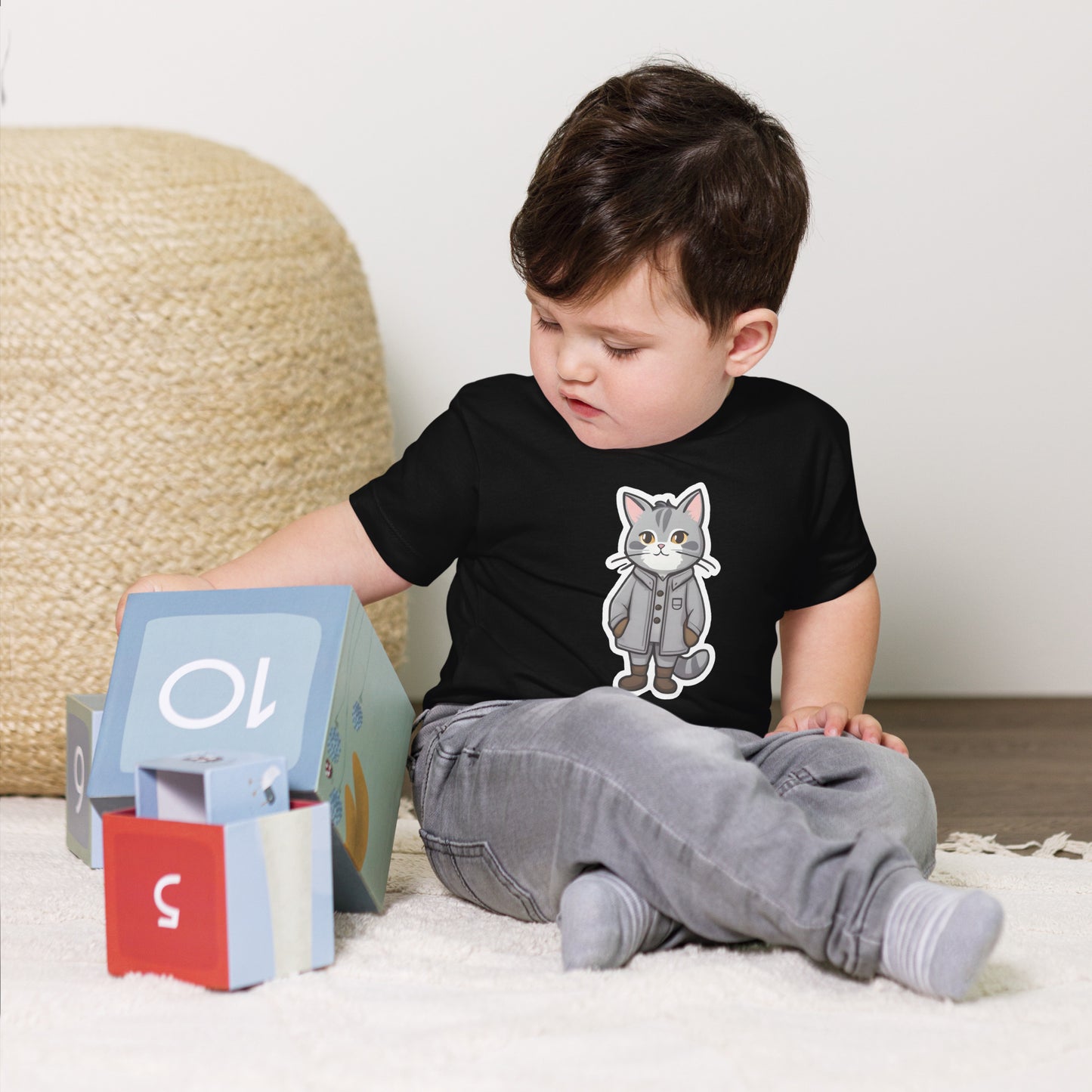 Grey Kitten in a Parka Toddler Short Sleeve Tee