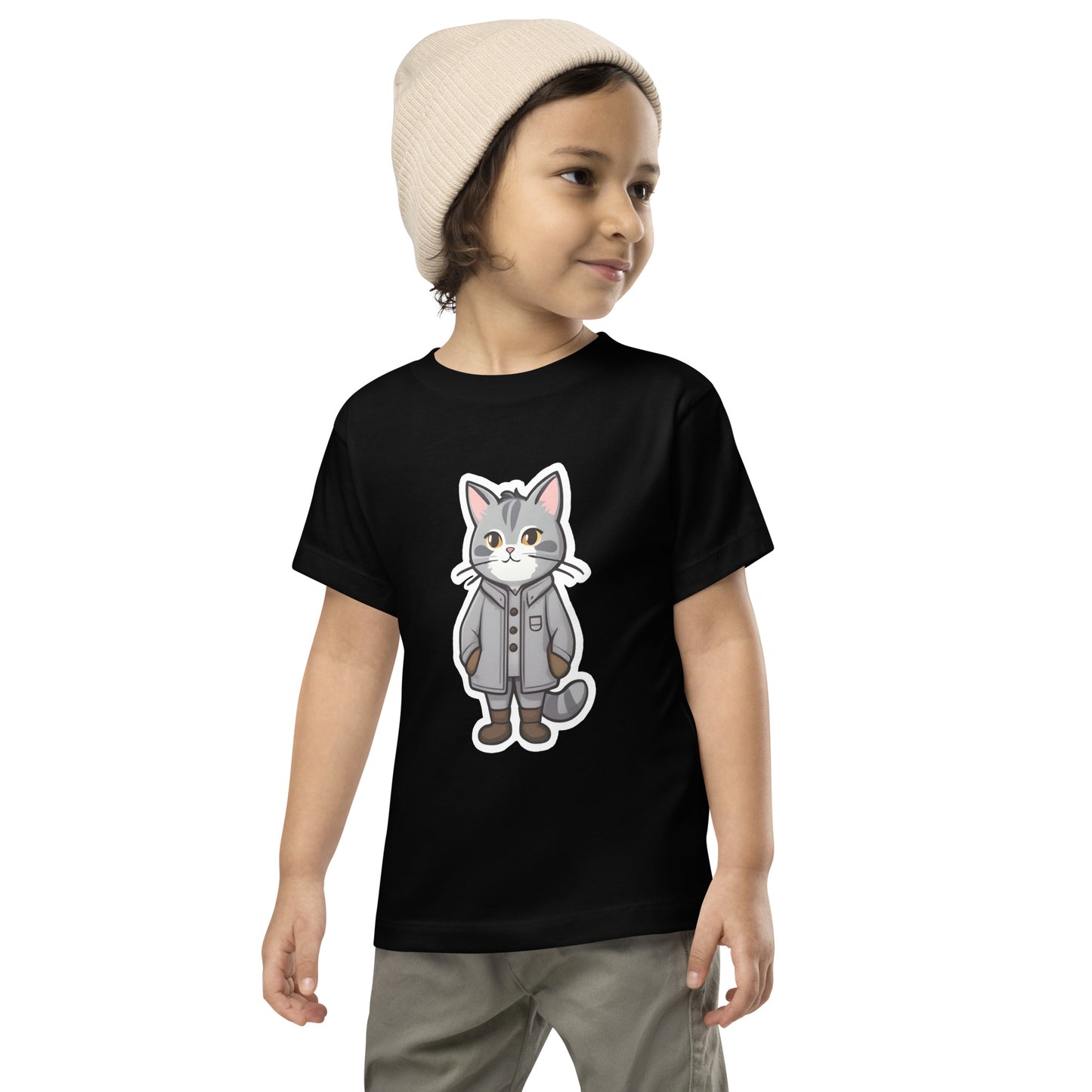 Grey Kitten in a Parka Toddler Short Sleeve Tee