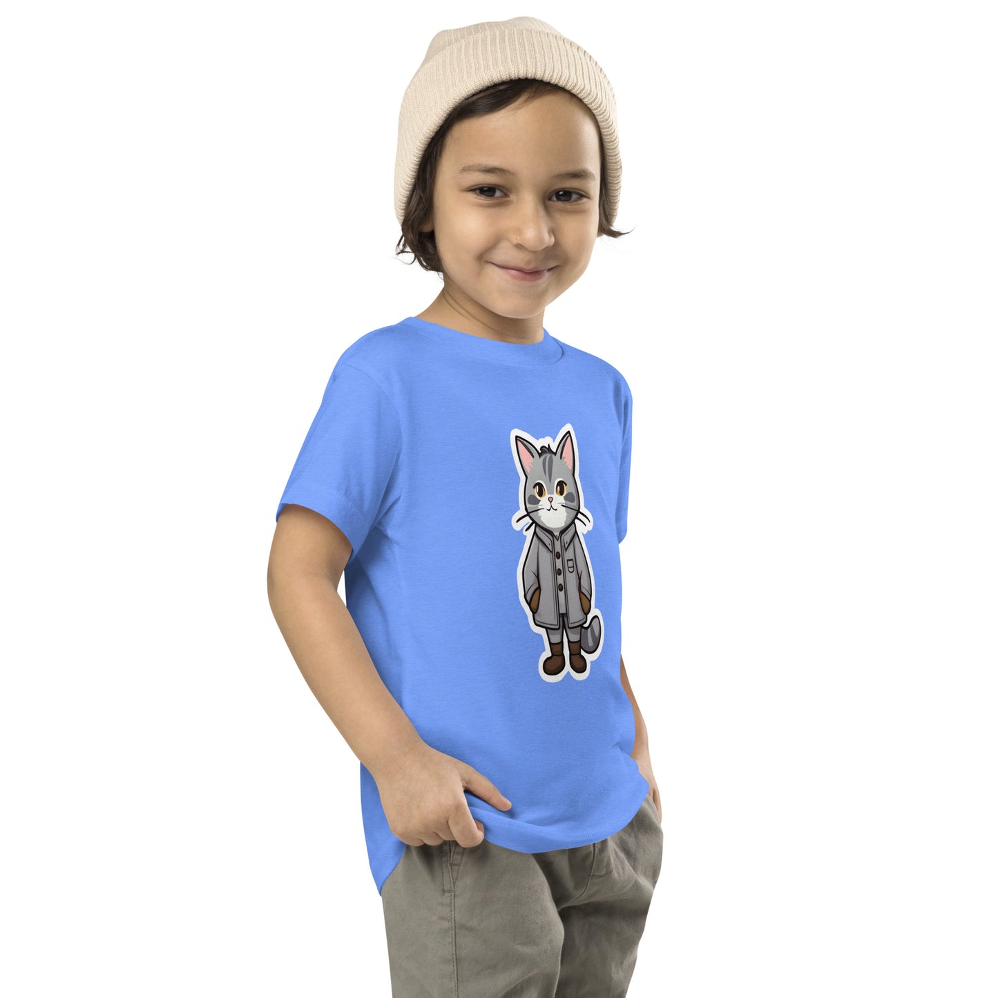 Grey Kitten in a Parka Toddler Short Sleeve Tee