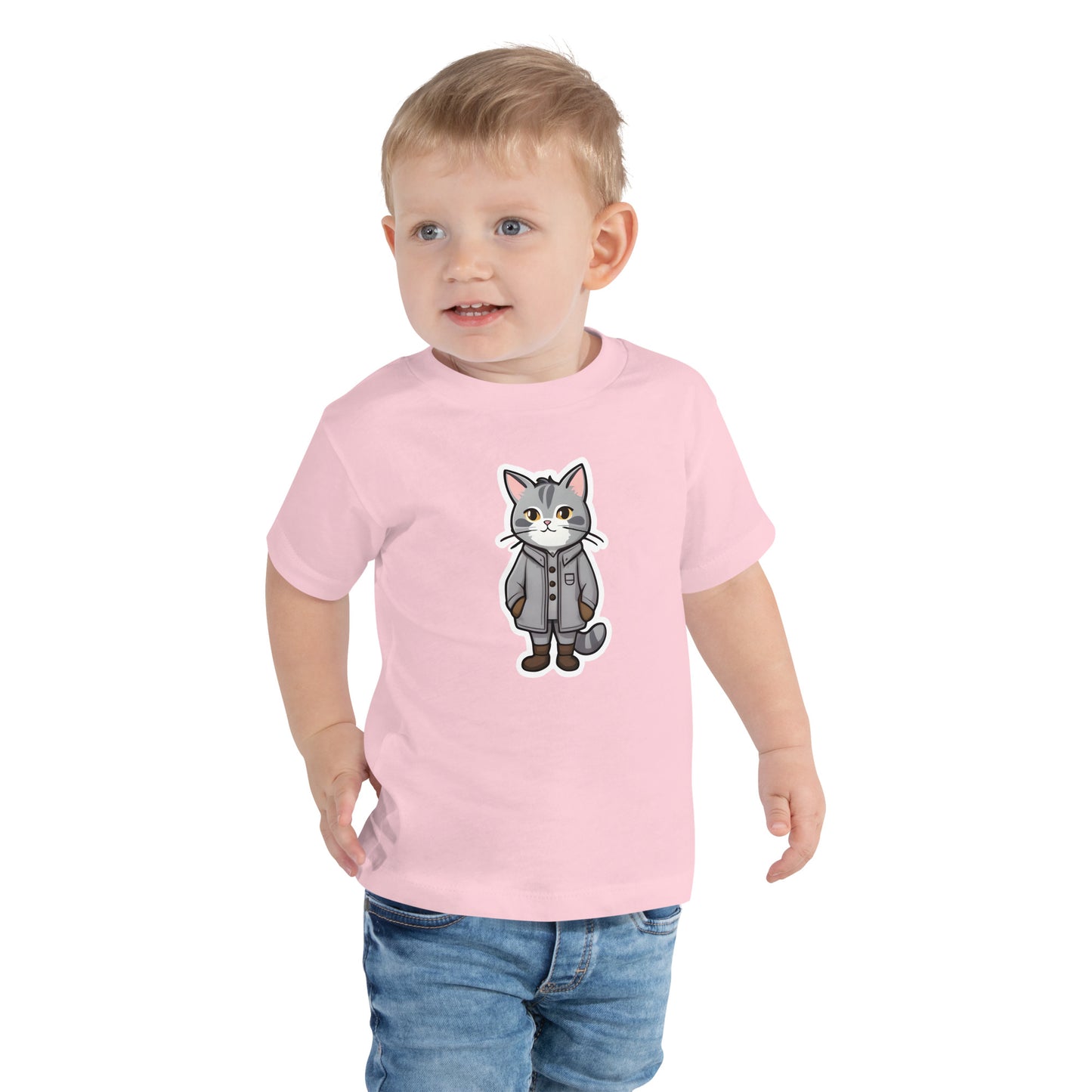 Grey Kitten in a Parka Toddler Short Sleeve Tee