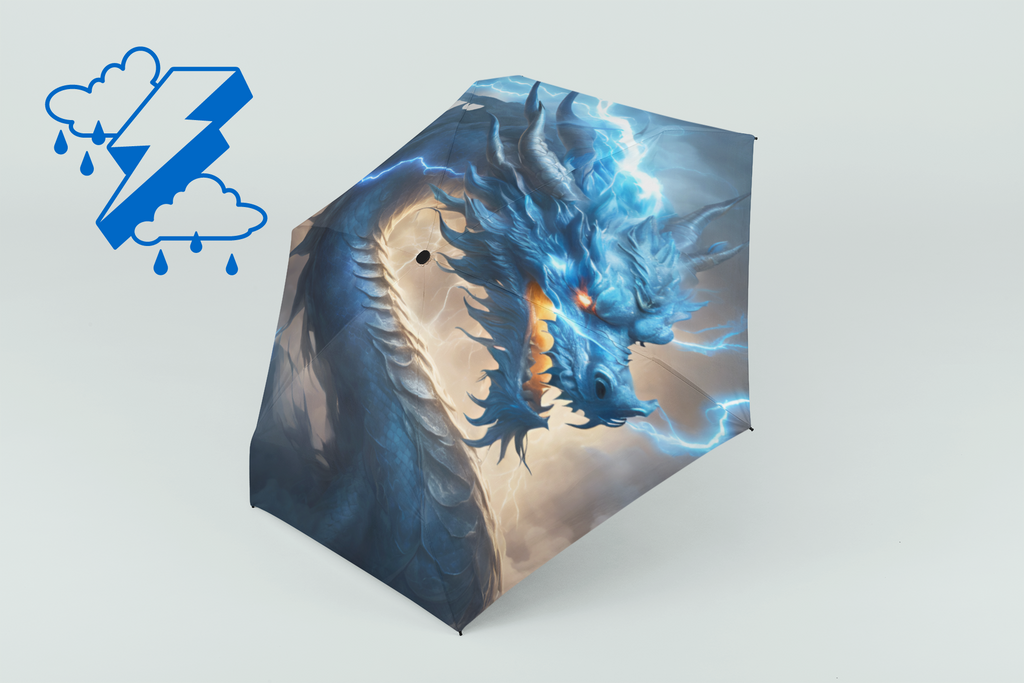 Blue Dragon Lightning Automatic Foldable Umbrella