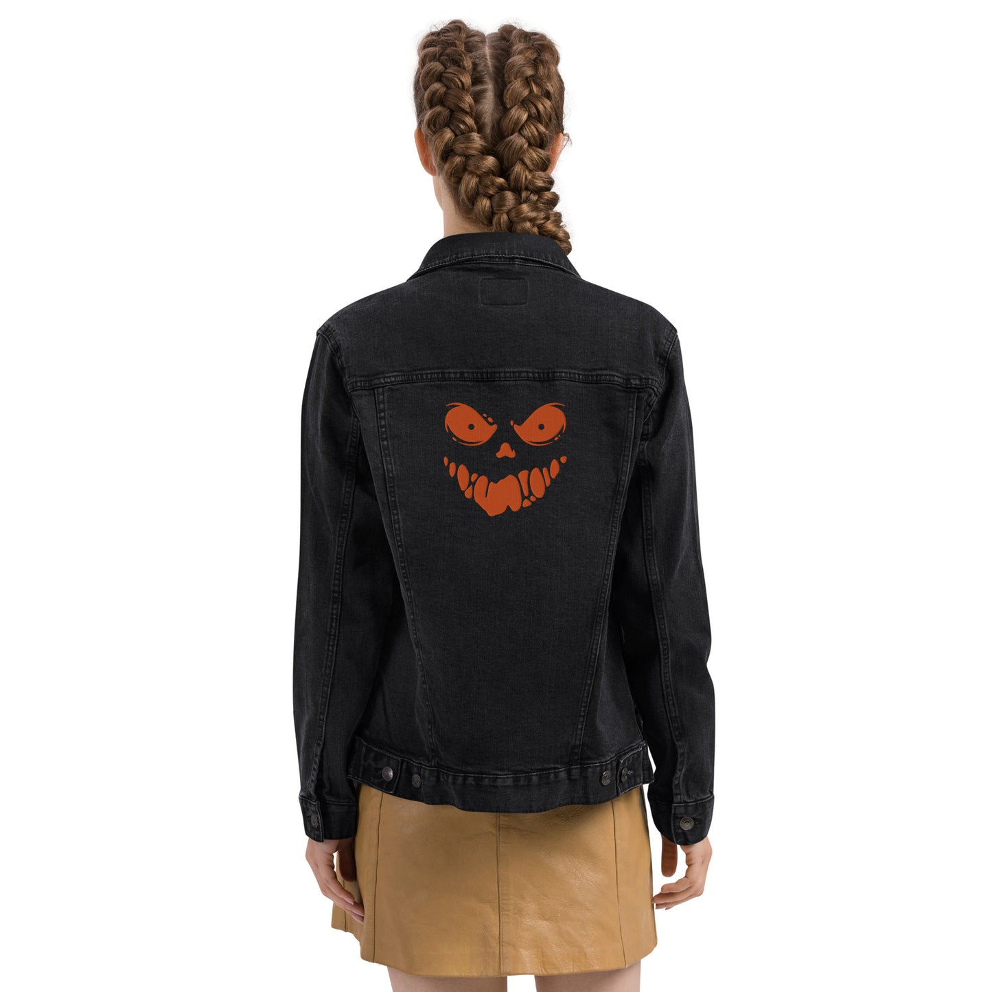 Spooky Ghost Face Embroidered Unisex Denim Jacket