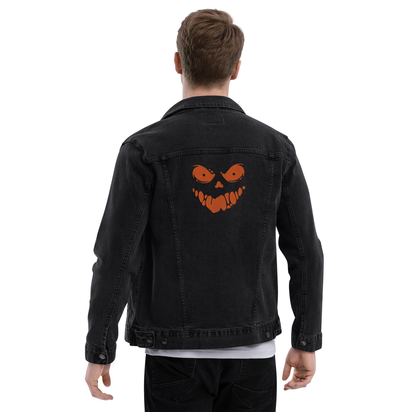 Spooky Ghost Face Embroidered Unisex Denim Jacket