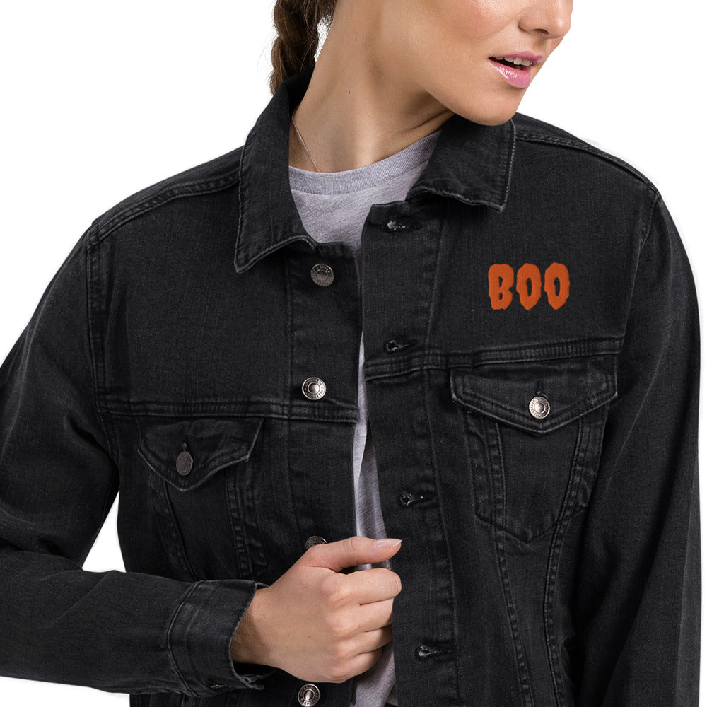 Spooky Ghost Face Embroidered Unisex Denim Jacket