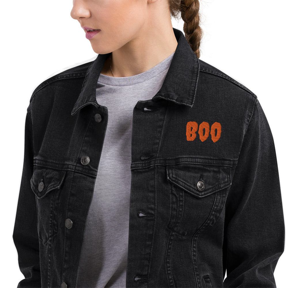 Spooky Ghost Face Embroidered Unisex Denim Jacket