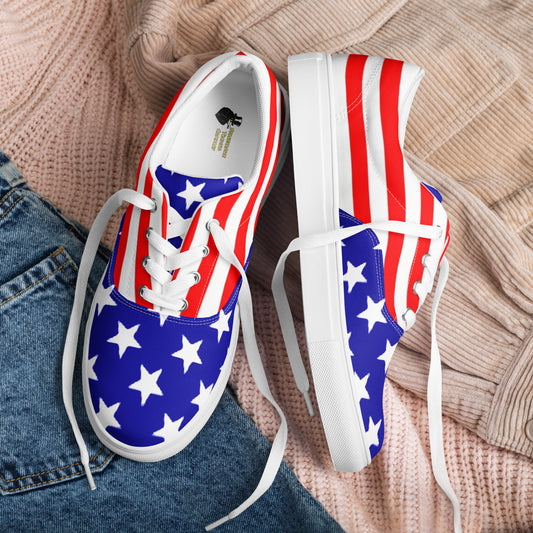 Stars and Stripes Women’s Lace-up Canvas Shoes