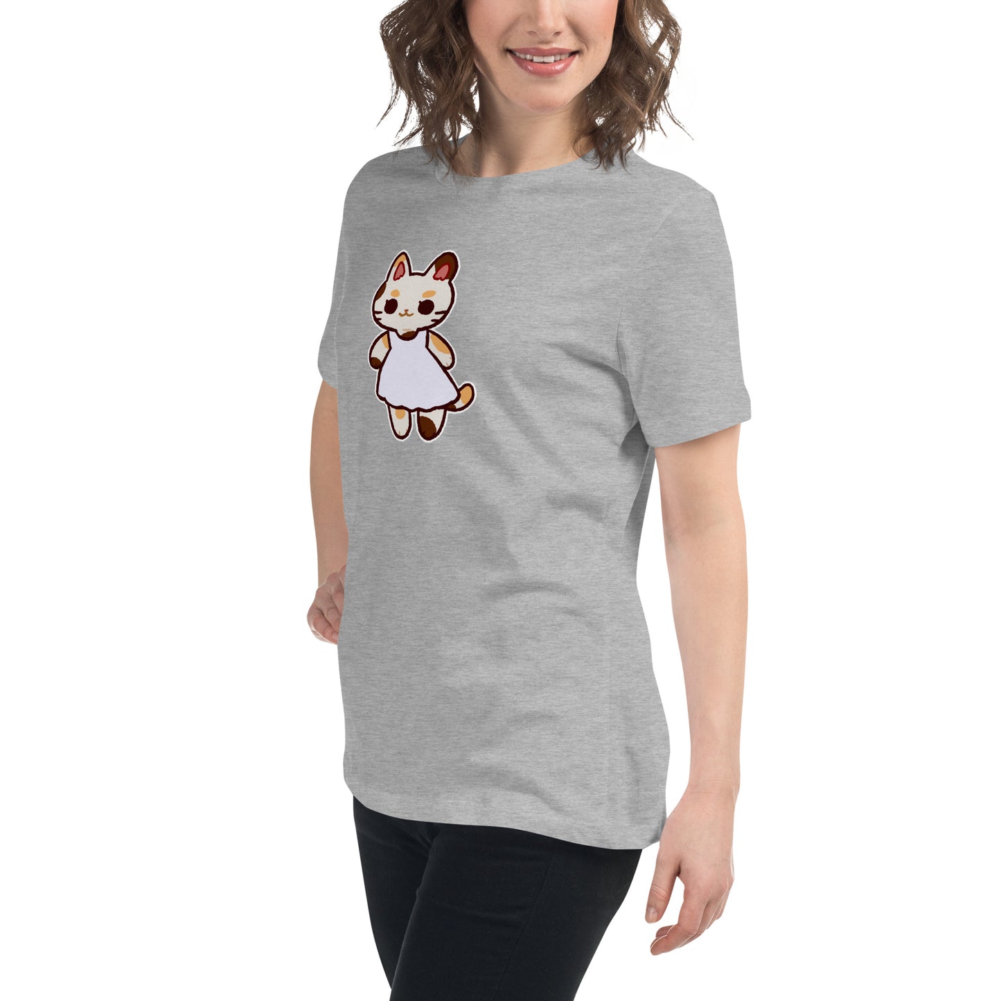 Kawaii Calico Cat in a Sun Dress Women's Relaxed T-Shirt