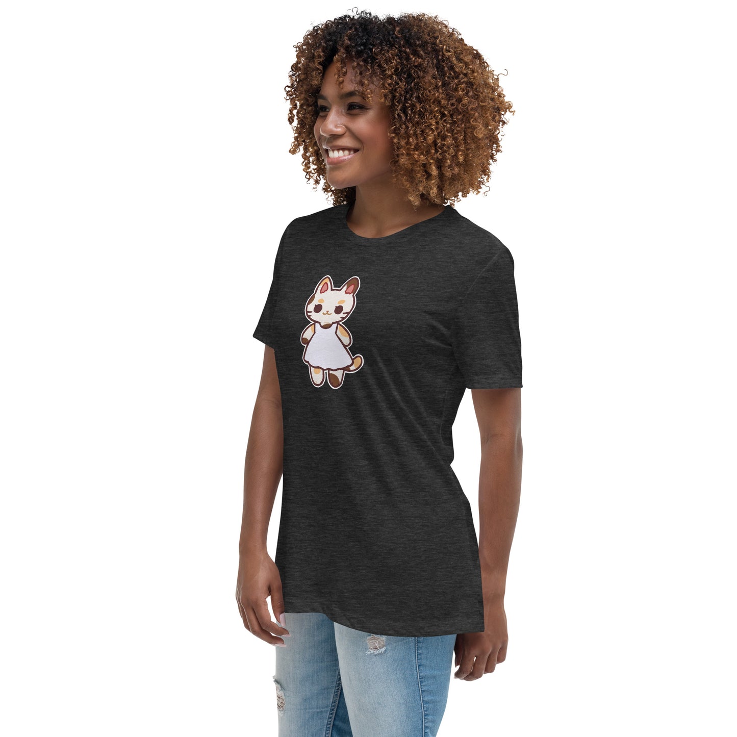 Kawaii Calico Cat in a Sun Dress Women's Relaxed T-Shirt