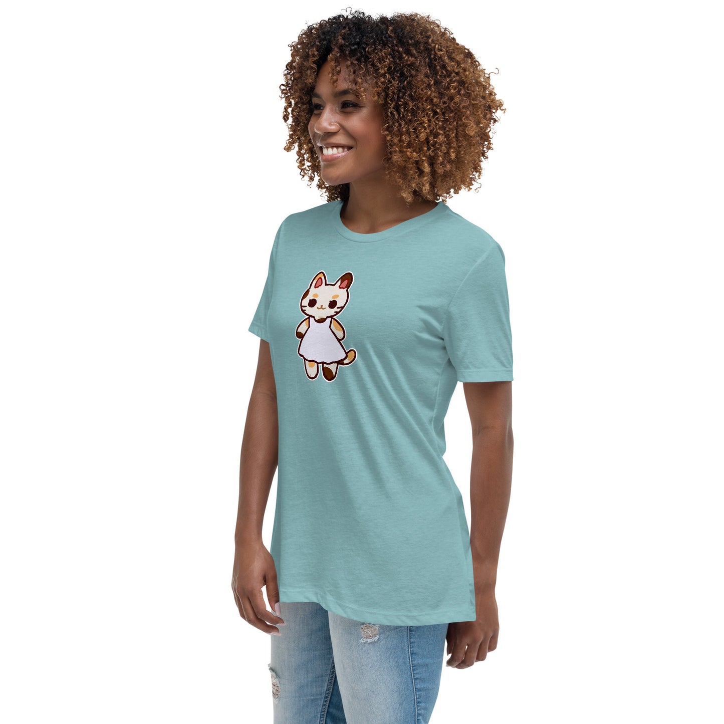 Kawaii Calico Cat in a Sun Dress Women's Relaxed T-Shirt