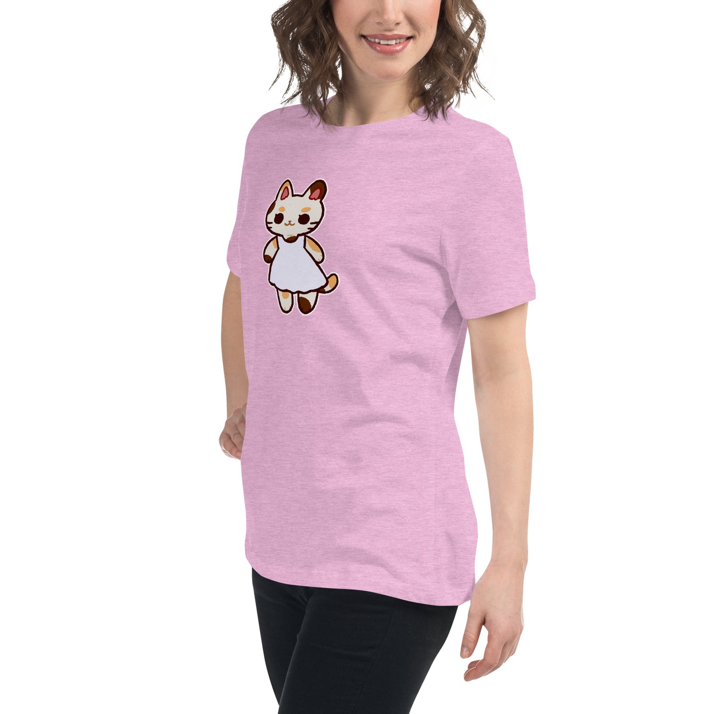 Kawaii Calico Cat in a Sun Dress Women's Relaxed T-Shirt