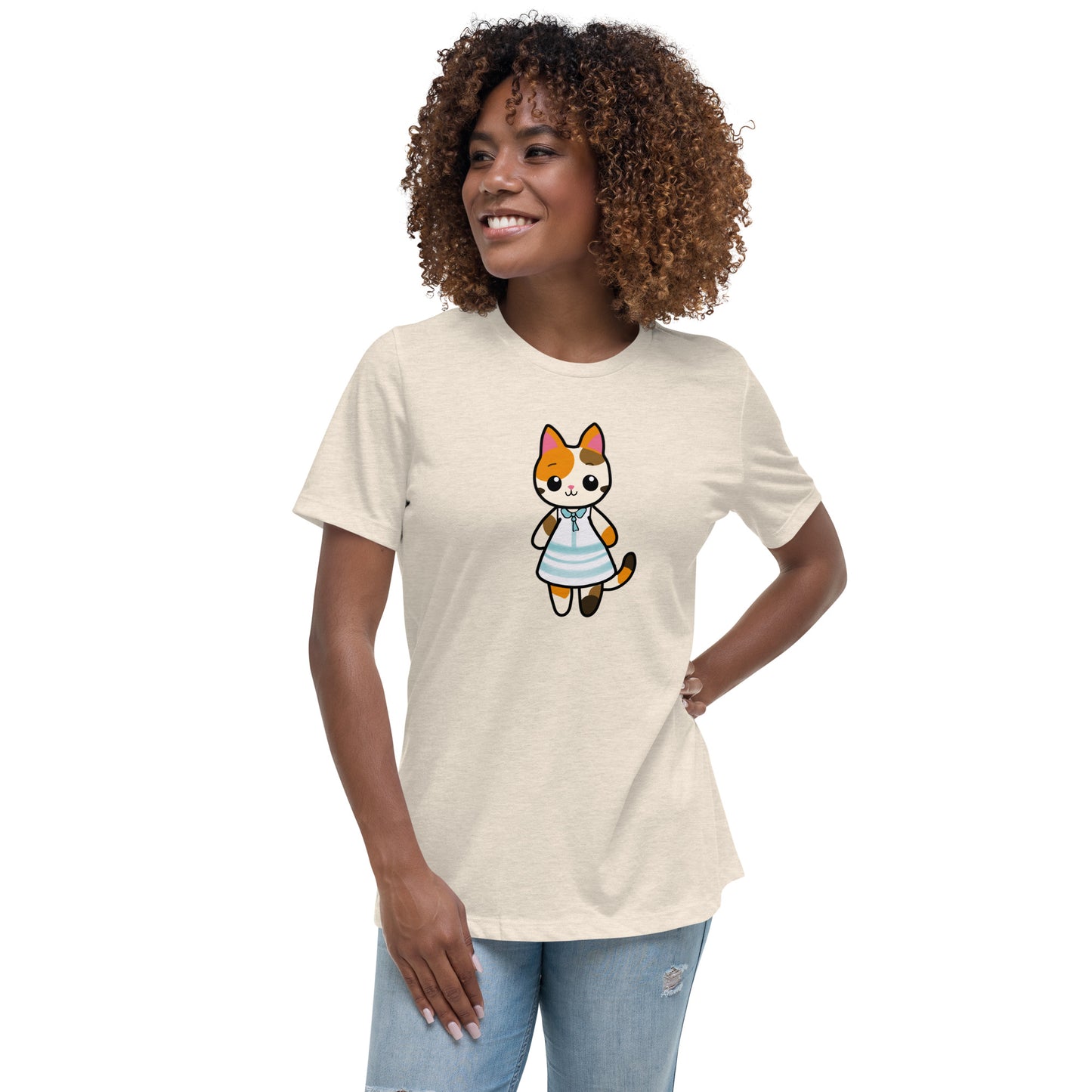 Calico Cat in Sun Dress Women's Relaxed T-Shirt