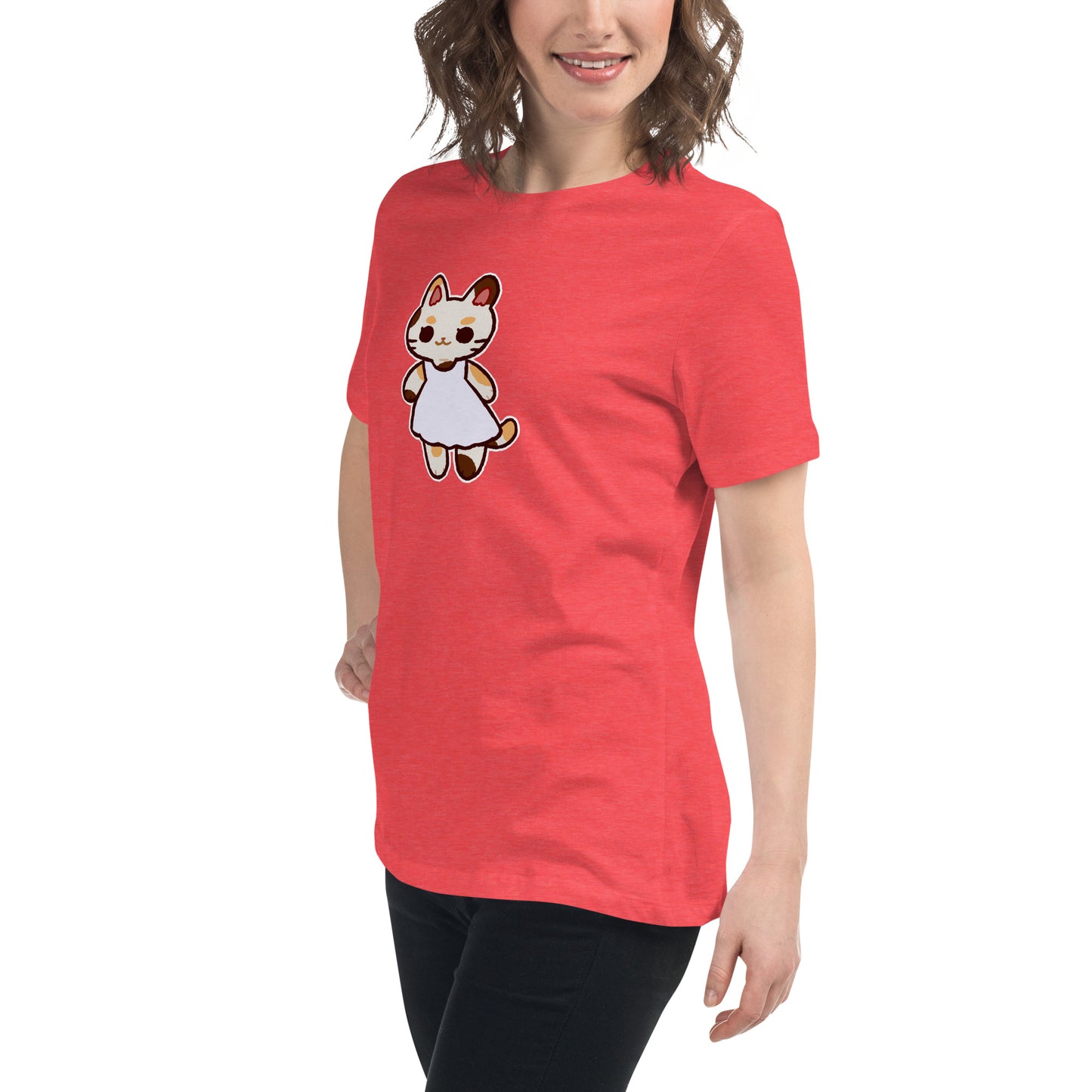 Kawaii Calico Cat in a Sun Dress Women's Relaxed T-Shirt