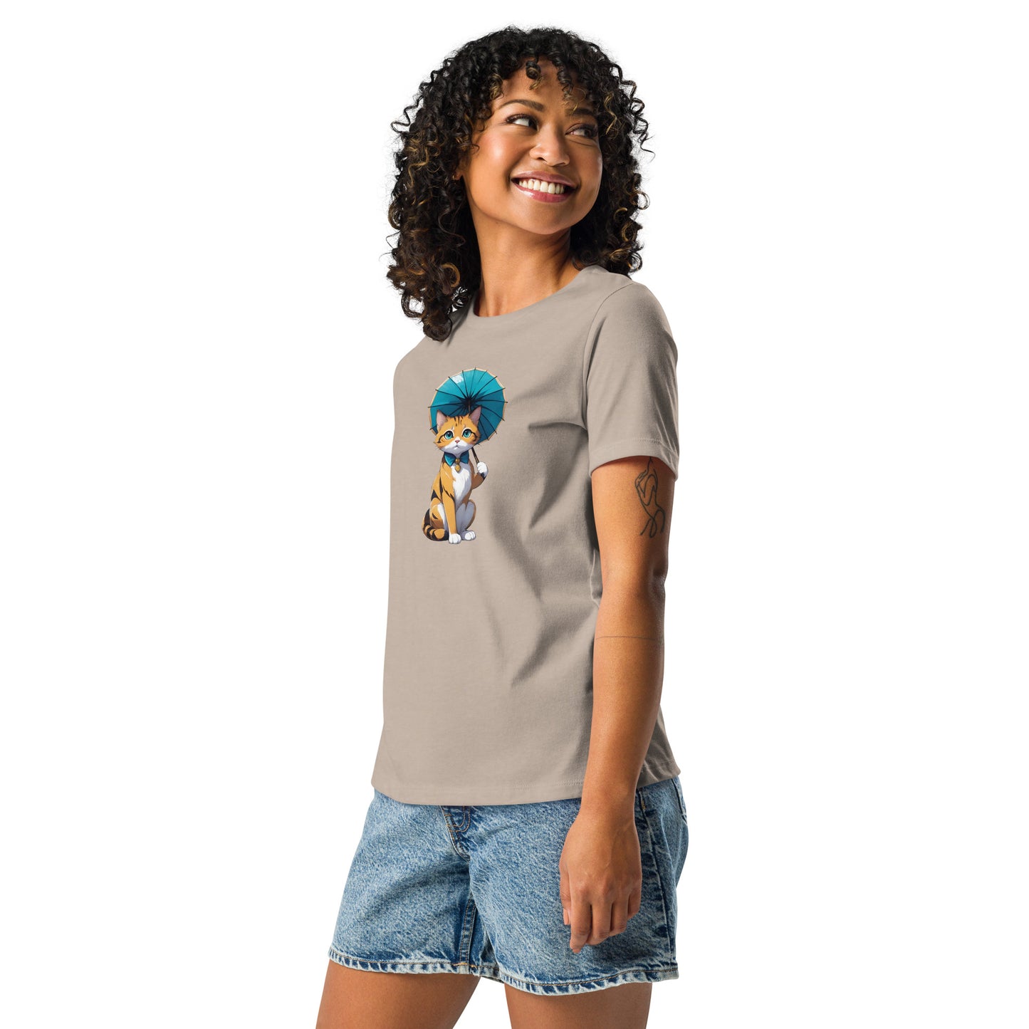 Kitten with Parasol Women's Relaxed T-Shirt