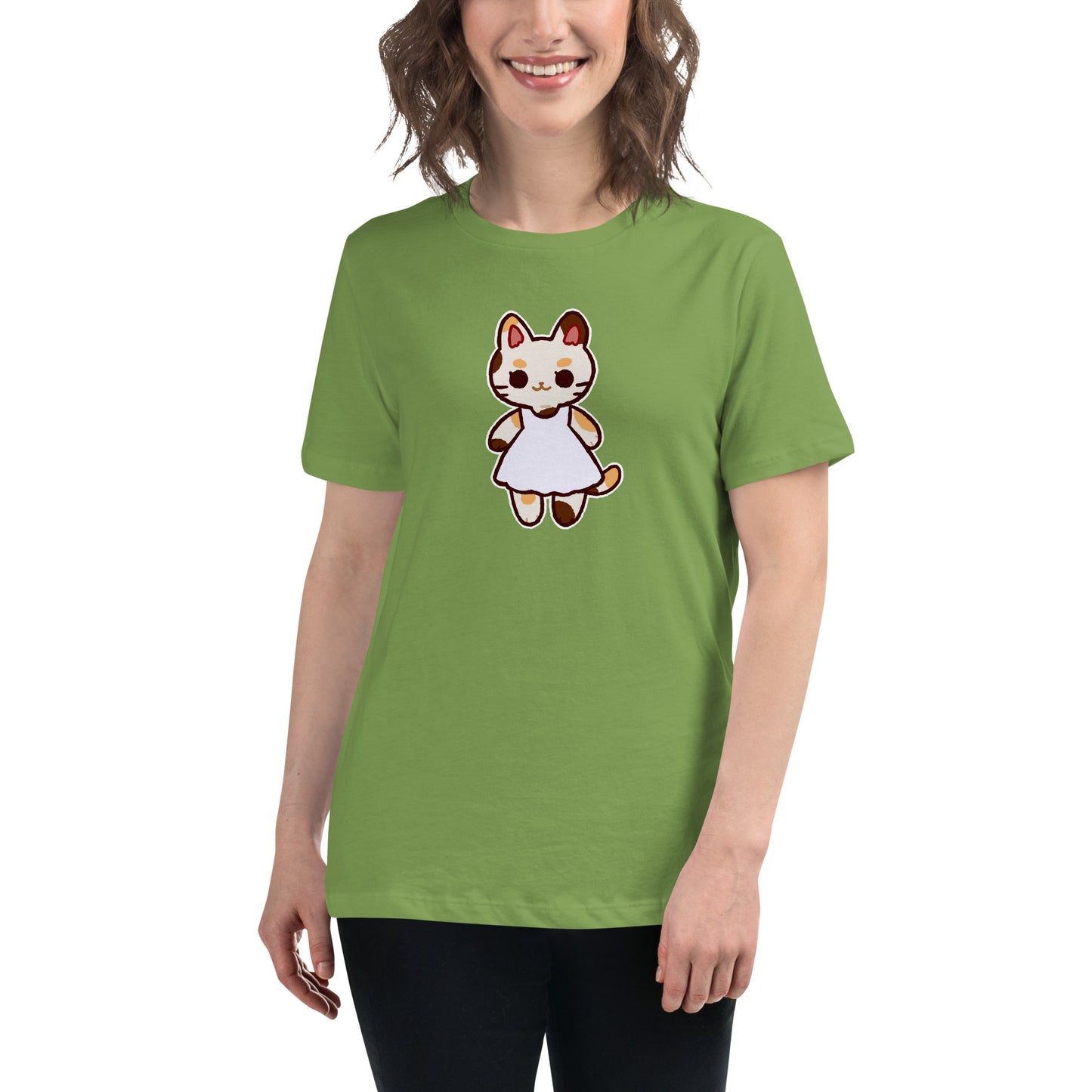 Kawaii Calico Cat in a Sun Dress Women's Relaxed T-Shirt