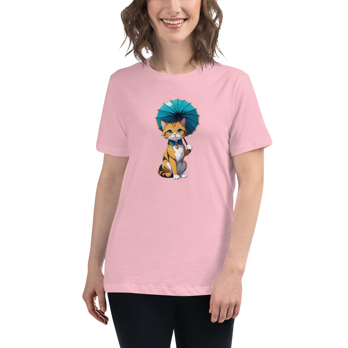 Kitten with Parasol Women's Relaxed T-Shirt