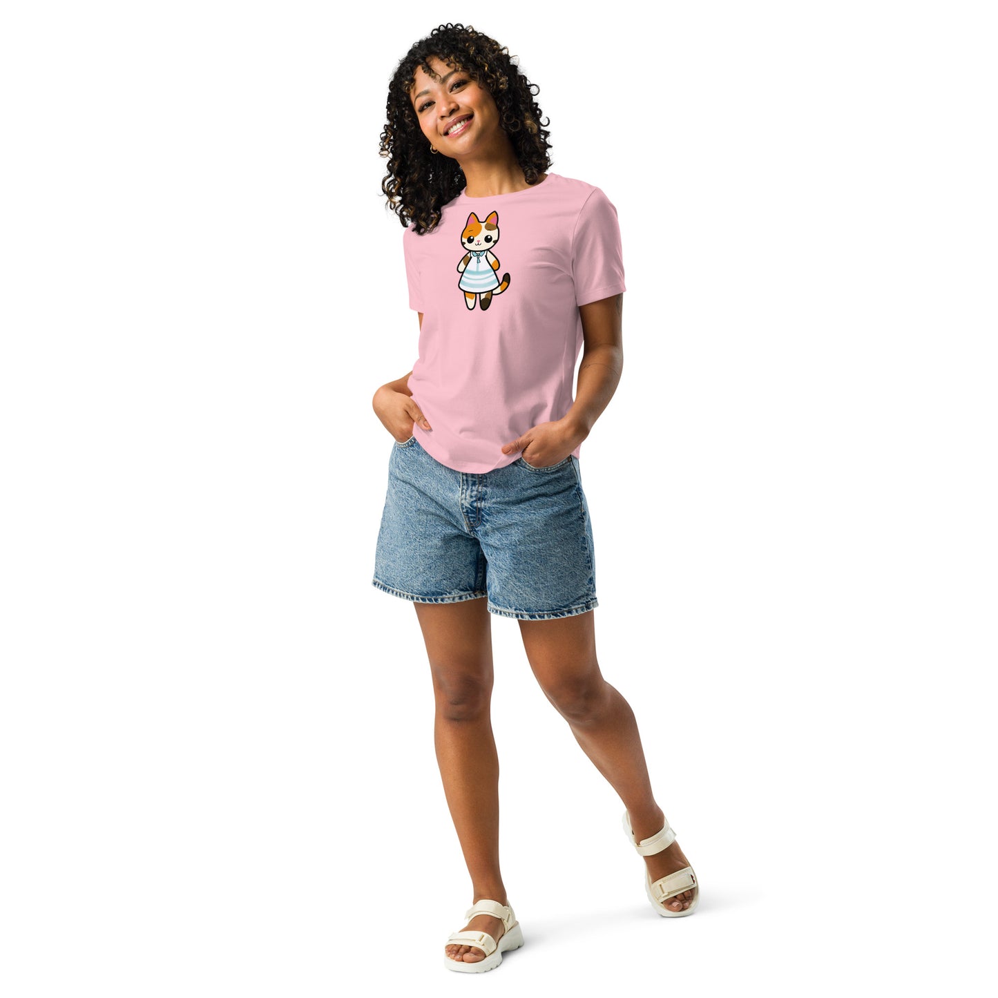 Calico Cat in Sun Dress Women's Relaxed T-Shirt