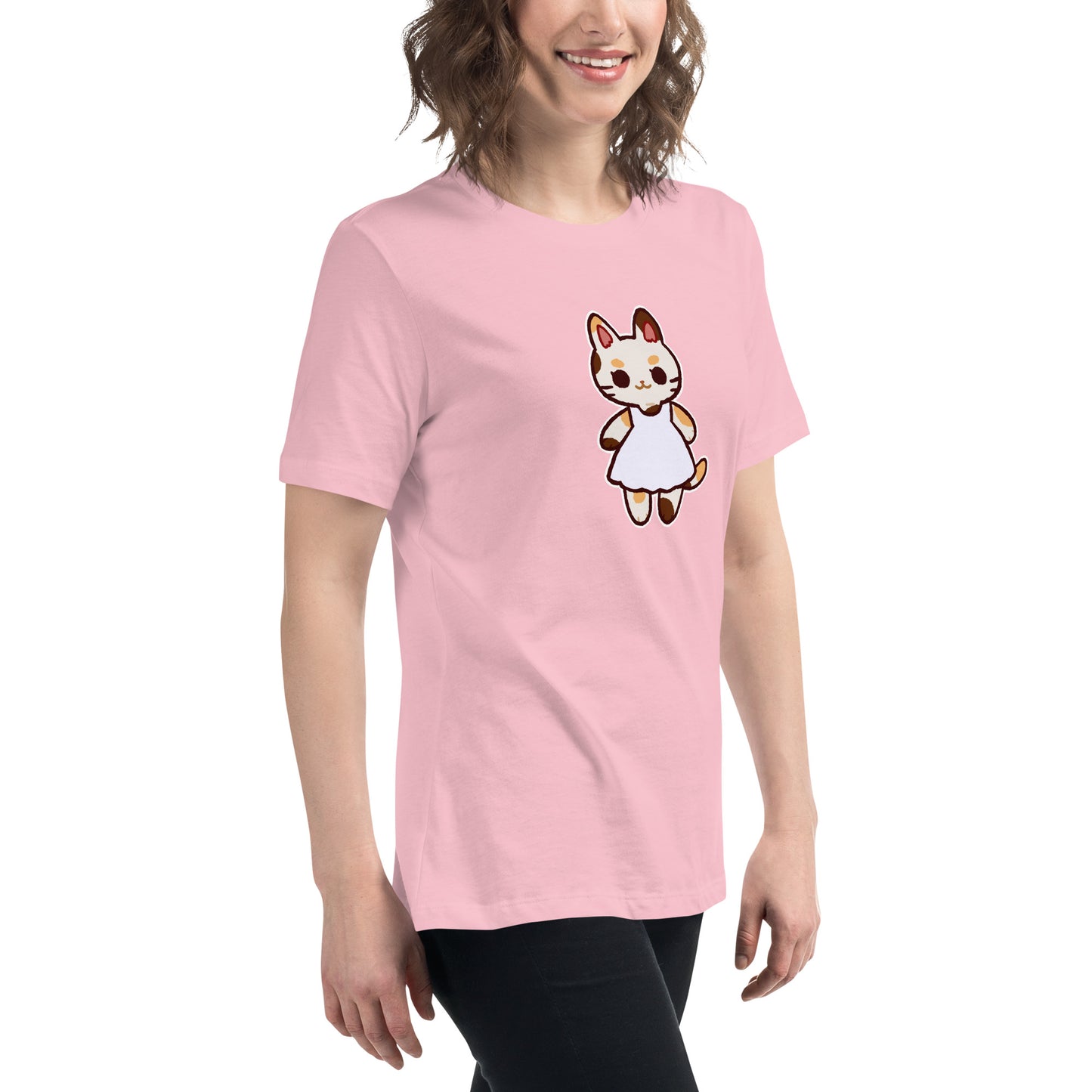 Kawaii Calico Cat in a Sun Dress Women's Relaxed T-Shirt