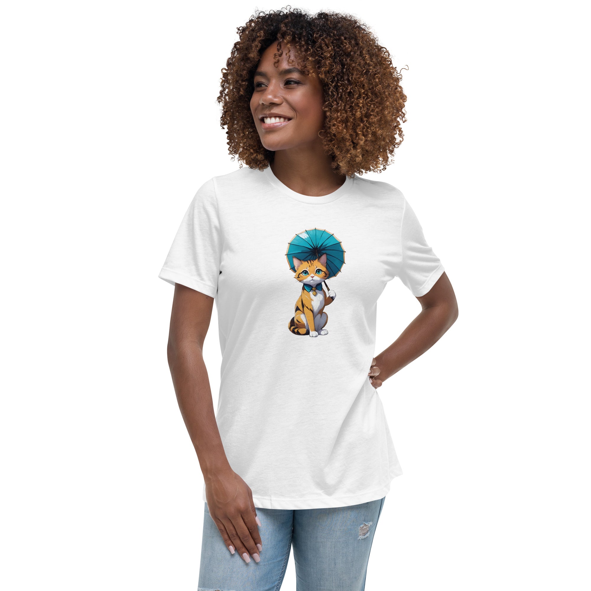 Kitten with Parasol Women's Relaxed T-Shirt