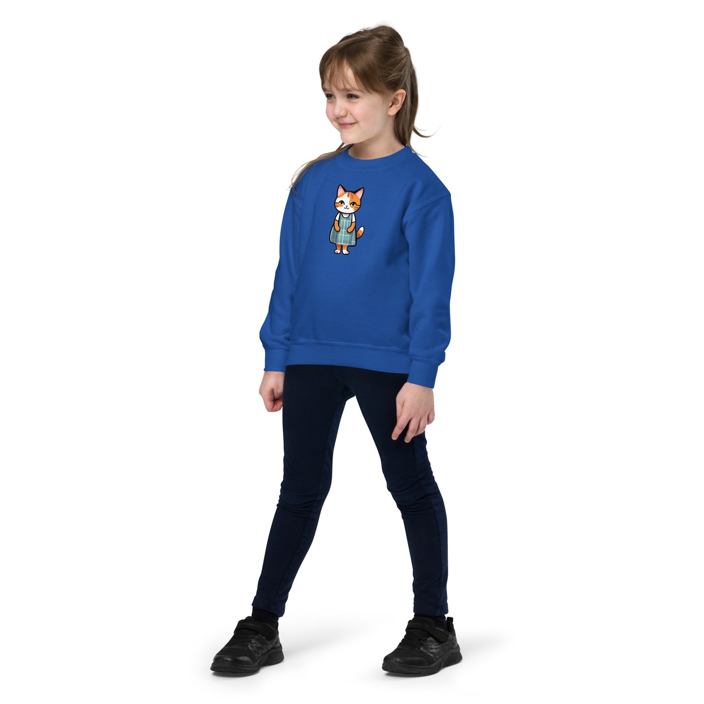 Cat in an Apron Dress Youth Crewneck Sweatshirt