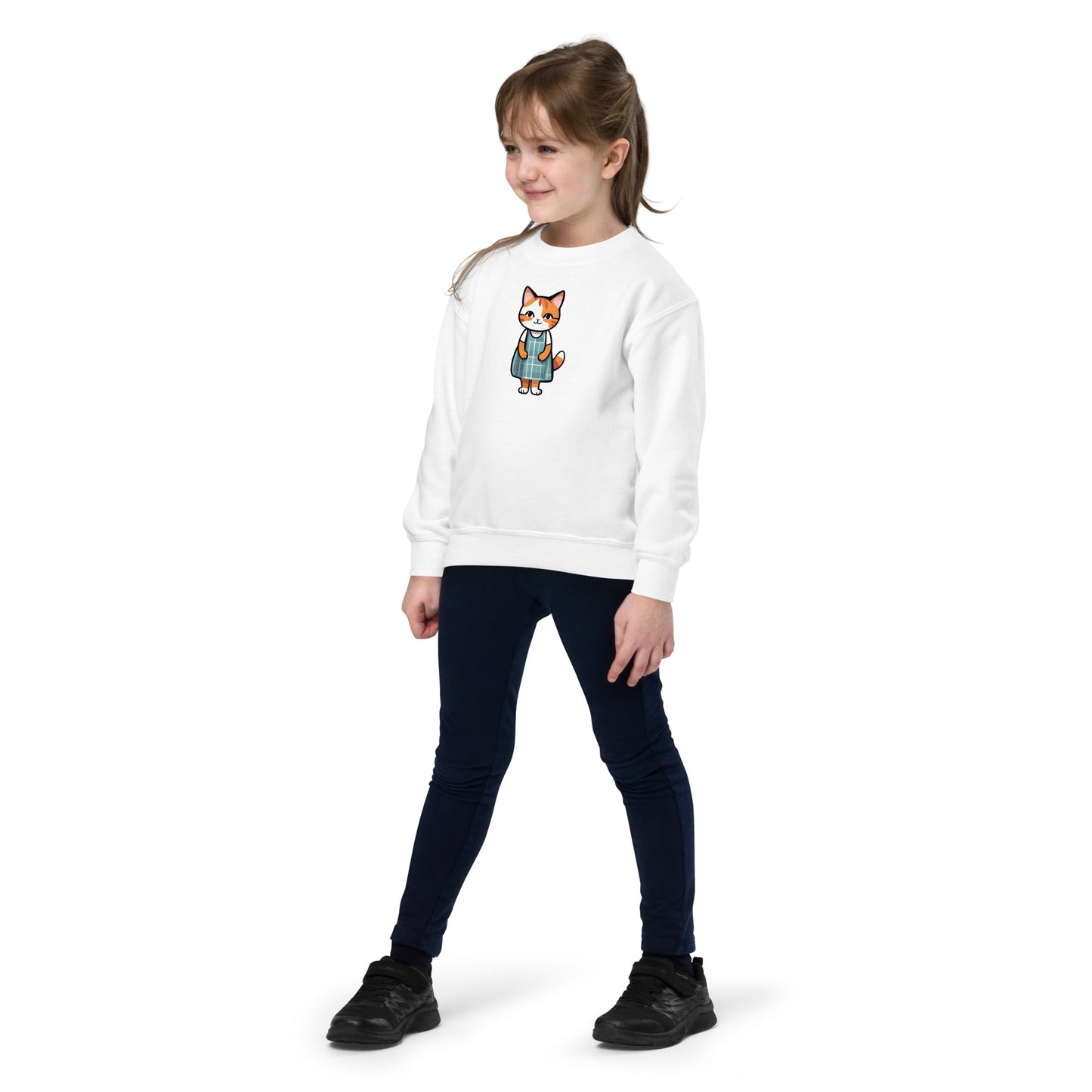 Cat in an Apron Dress Youth Crewneck Sweatshirt