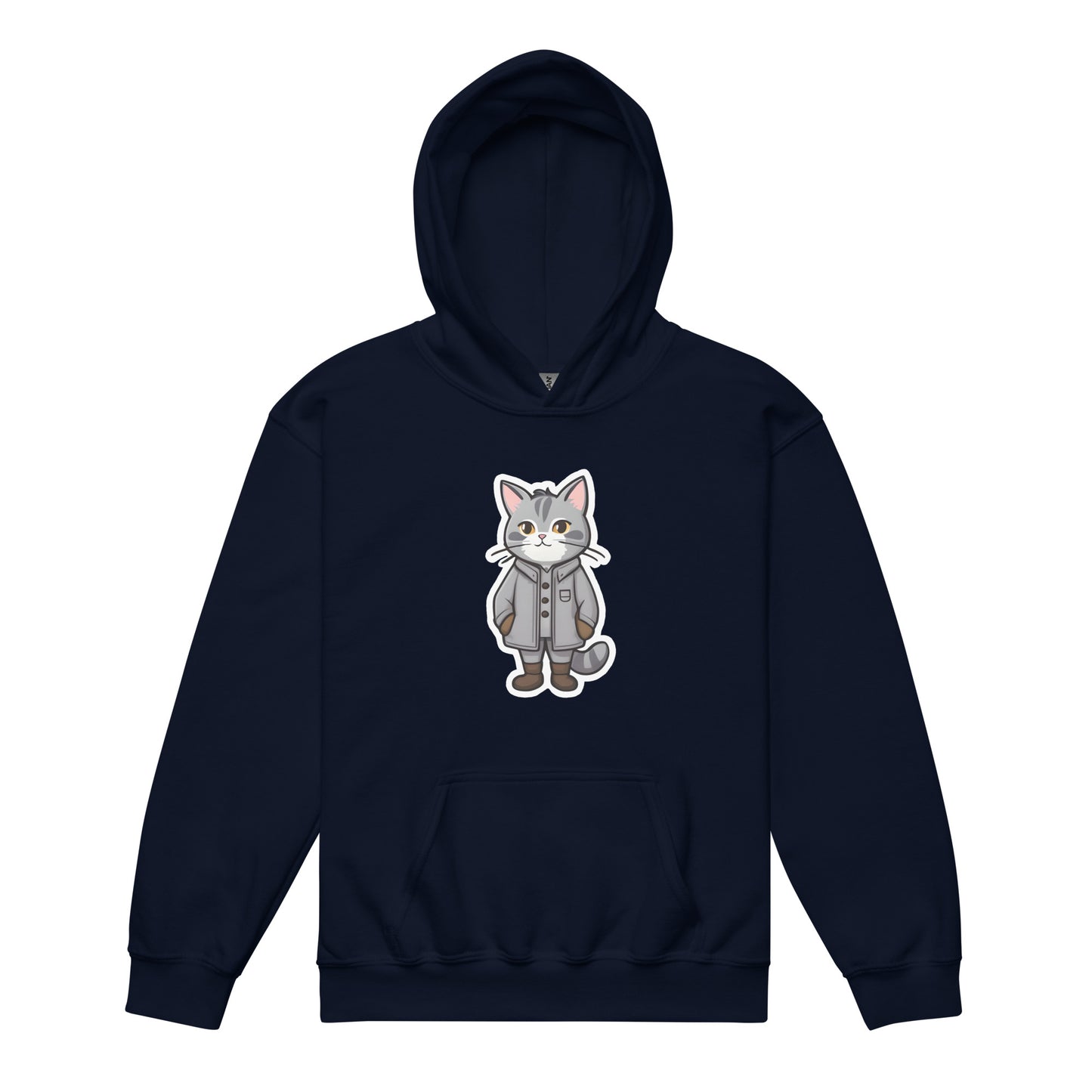 Grey Kitten in a Parka Youth Heavy Blend Hoodie