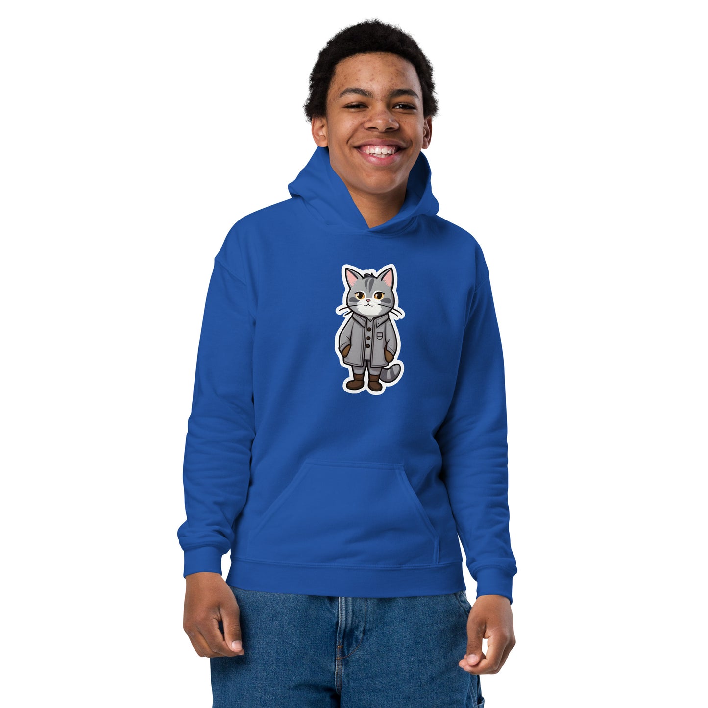 Grey Kitten in a Parka Youth Heavy Blend Hoodie