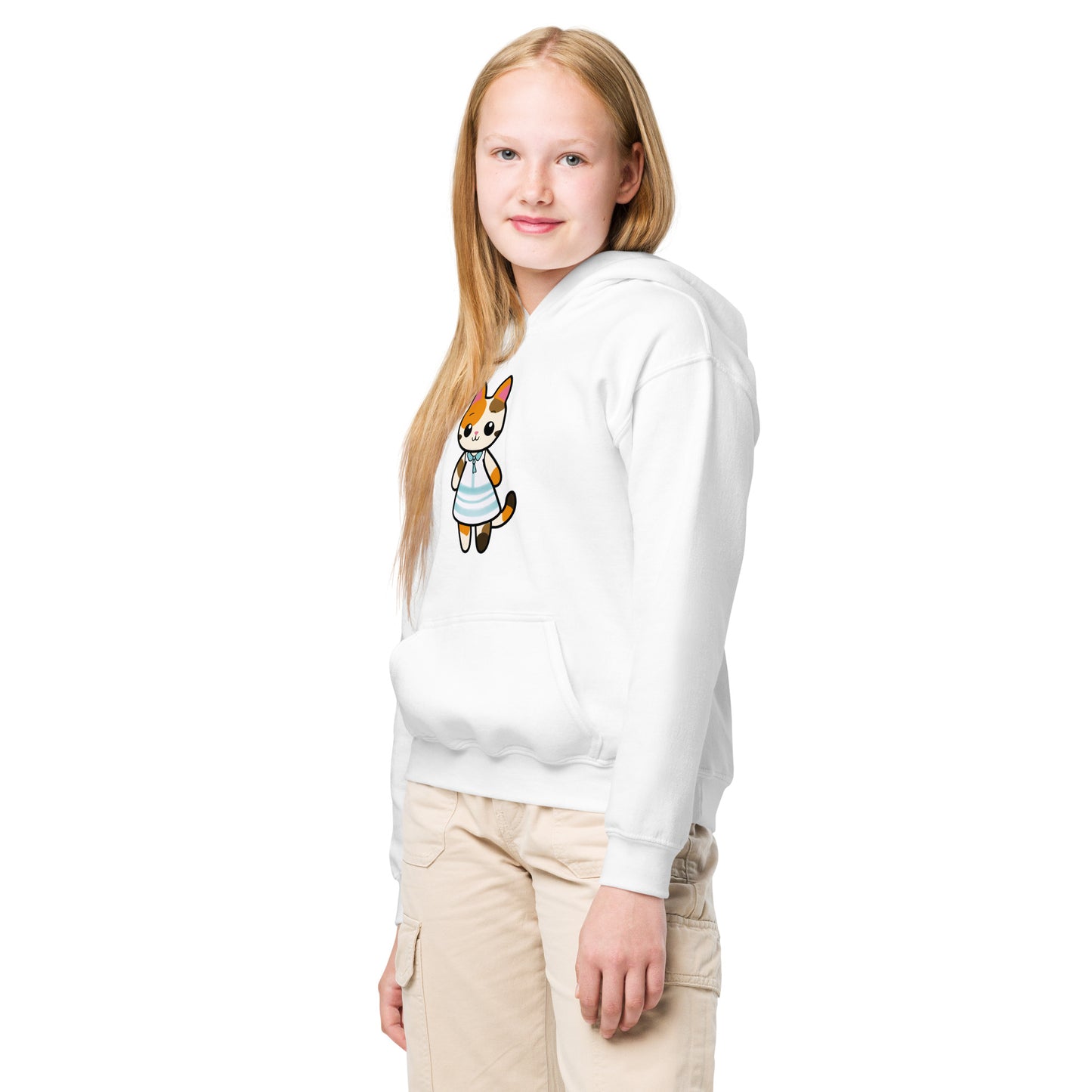 Calico Cat in a Sun Dress Youth Heavy Blend Hoodie