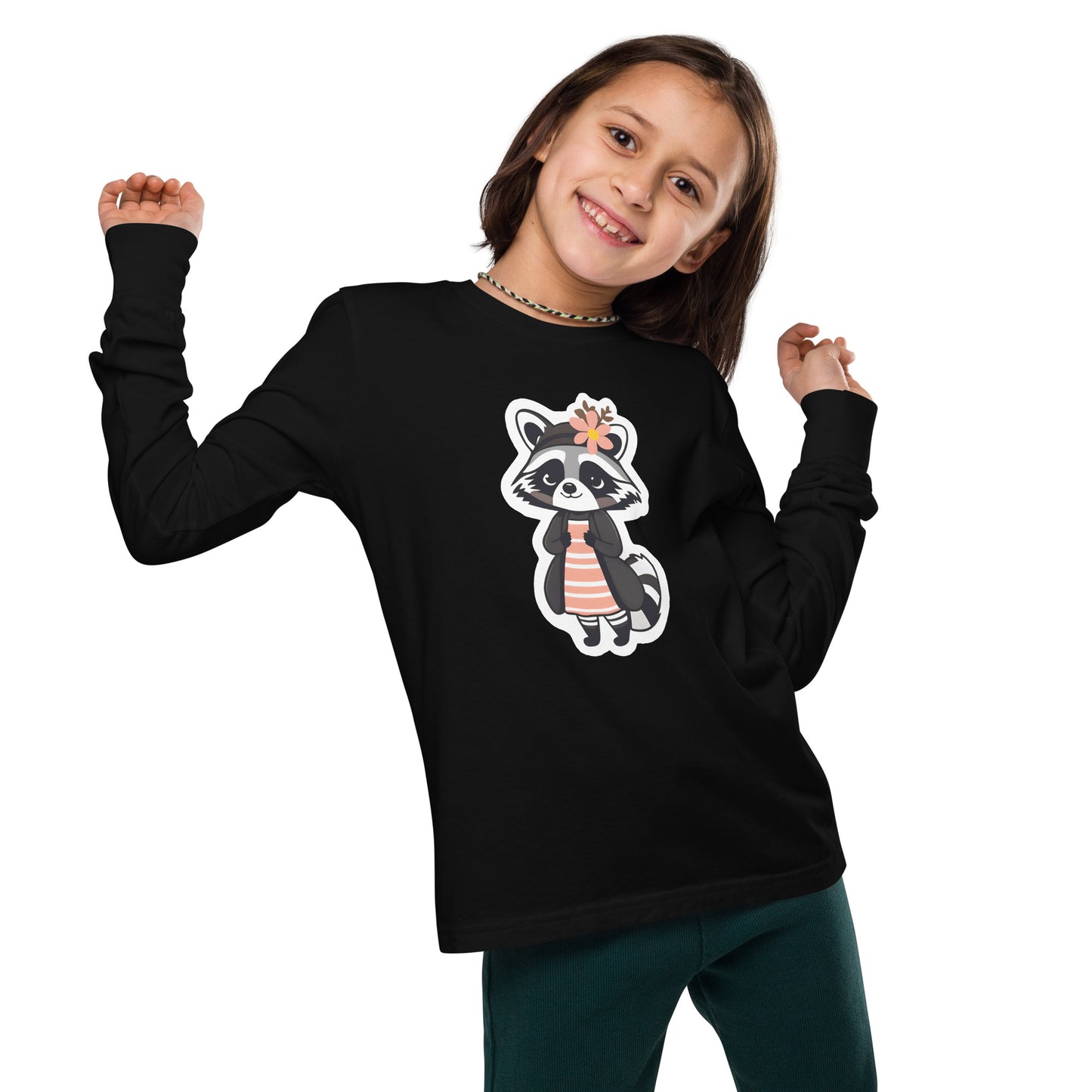 Racoon Girl Youth Long Sleeve Tee