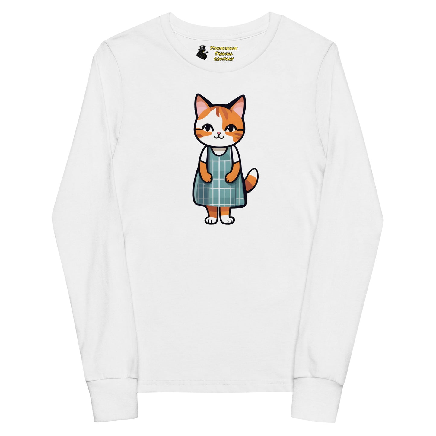 Cat in an Apron Dress Youth Long Sleeve Tee