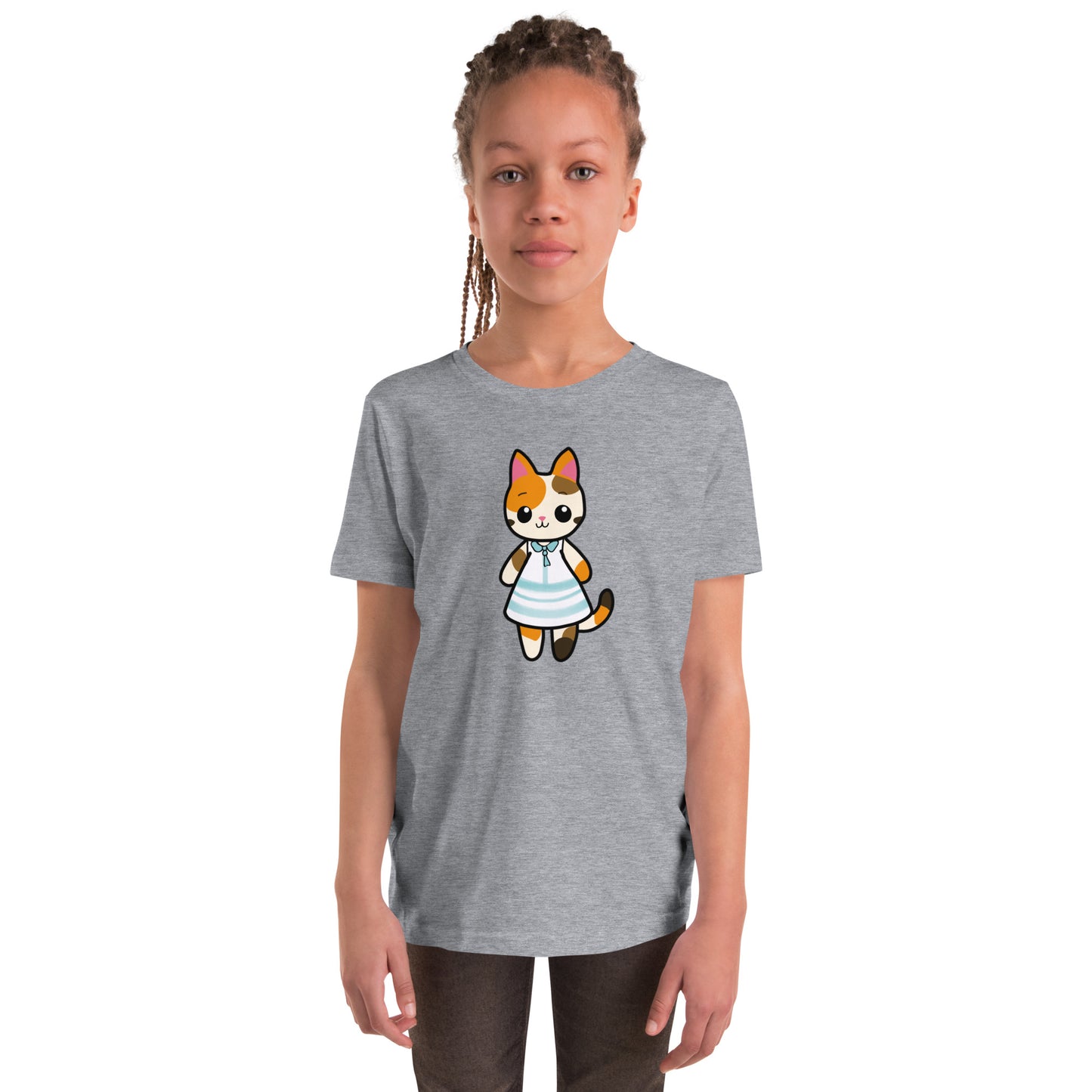 Calico Cat in Sun Dress Youth Short Sleeve T-Shirt