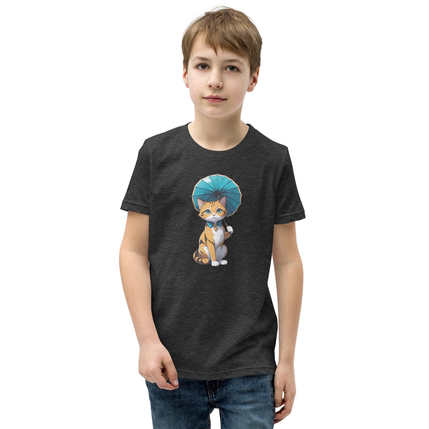 Kitten with Parasol Youth Short Sleeve T-Shirt