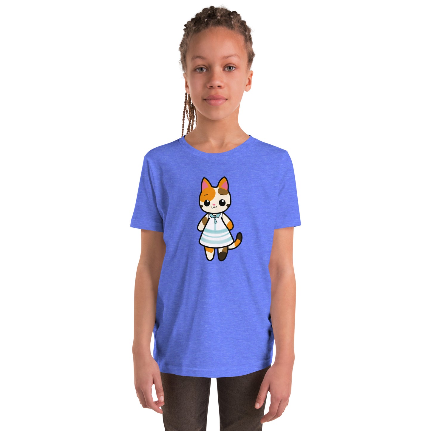 Calico Cat in Sun Dress Youth Short Sleeve T-Shirt