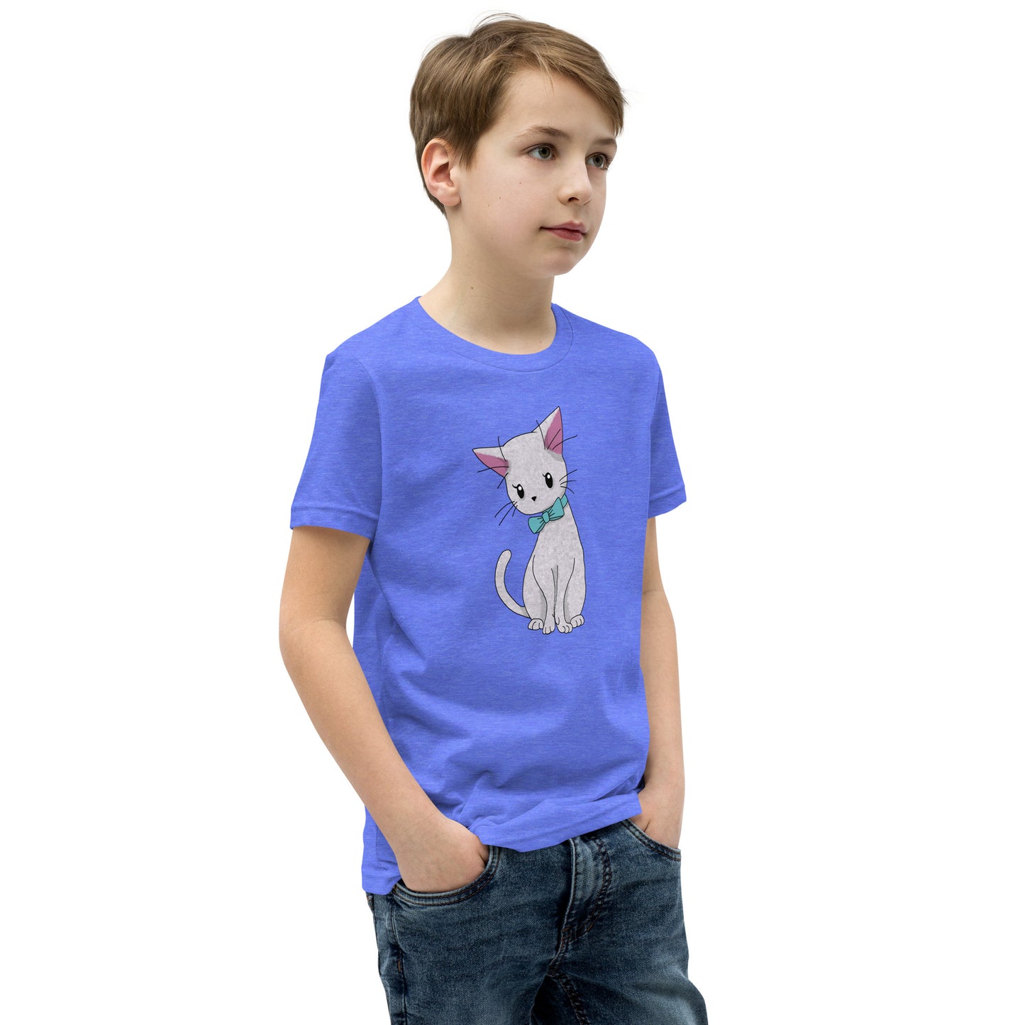 Cat With Bow Tie Youth Short Sleeve T-Shirt