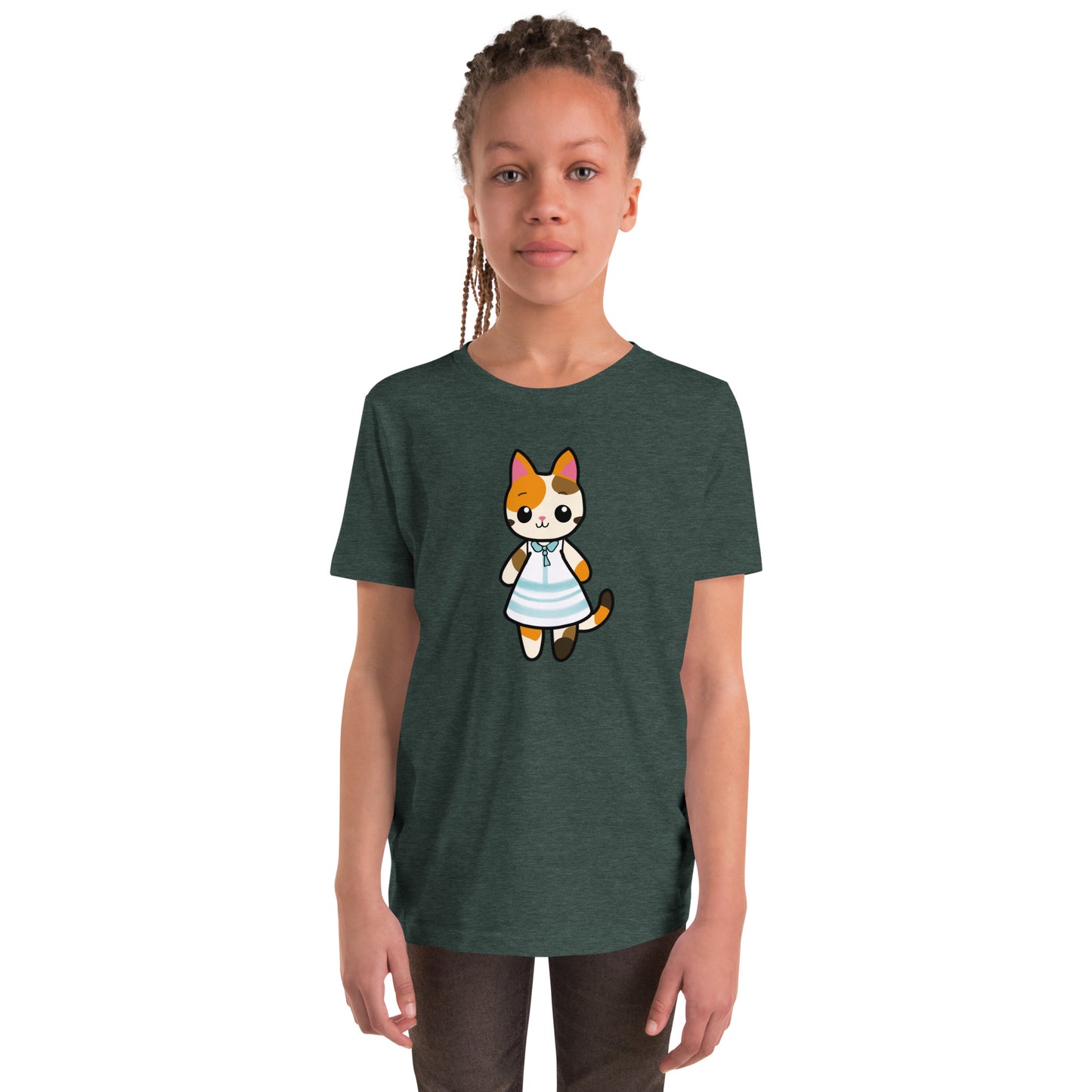 Calico Cat in Sun Dress Youth Short Sleeve T-Shirt