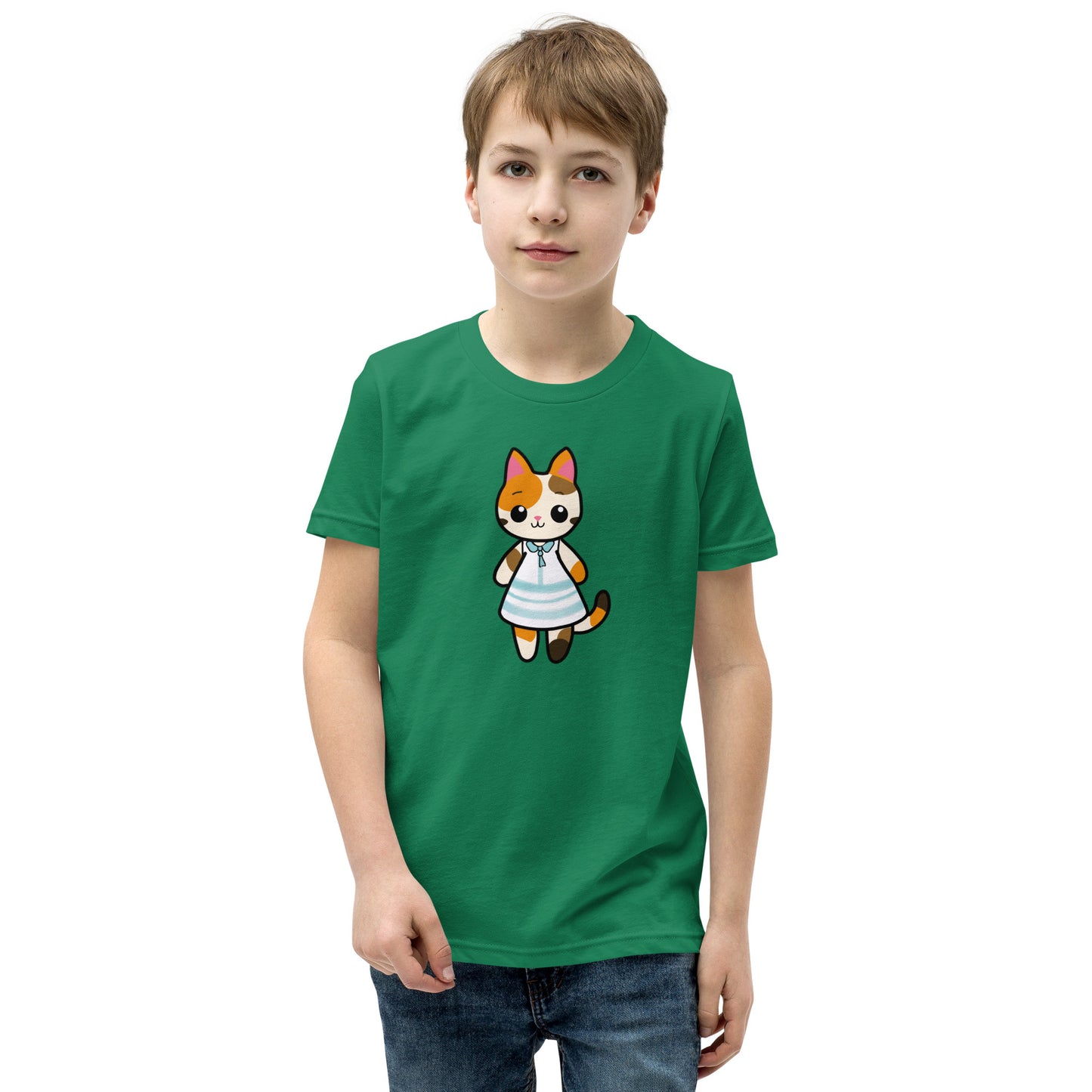 Calico Cat in Sun Dress Youth Short Sleeve T-Shirt