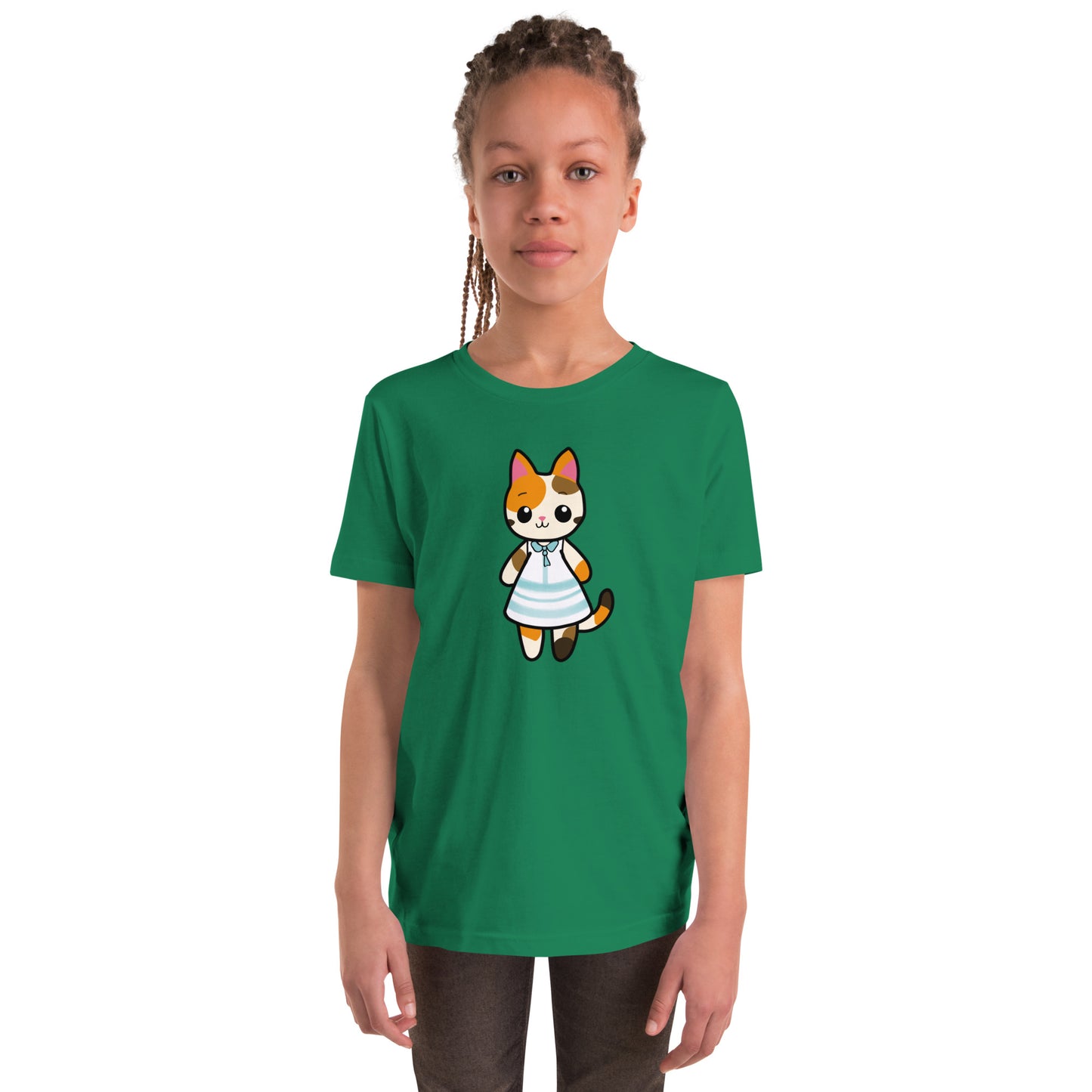 Calico Cat in Sun Dress Youth Short Sleeve T-Shirt