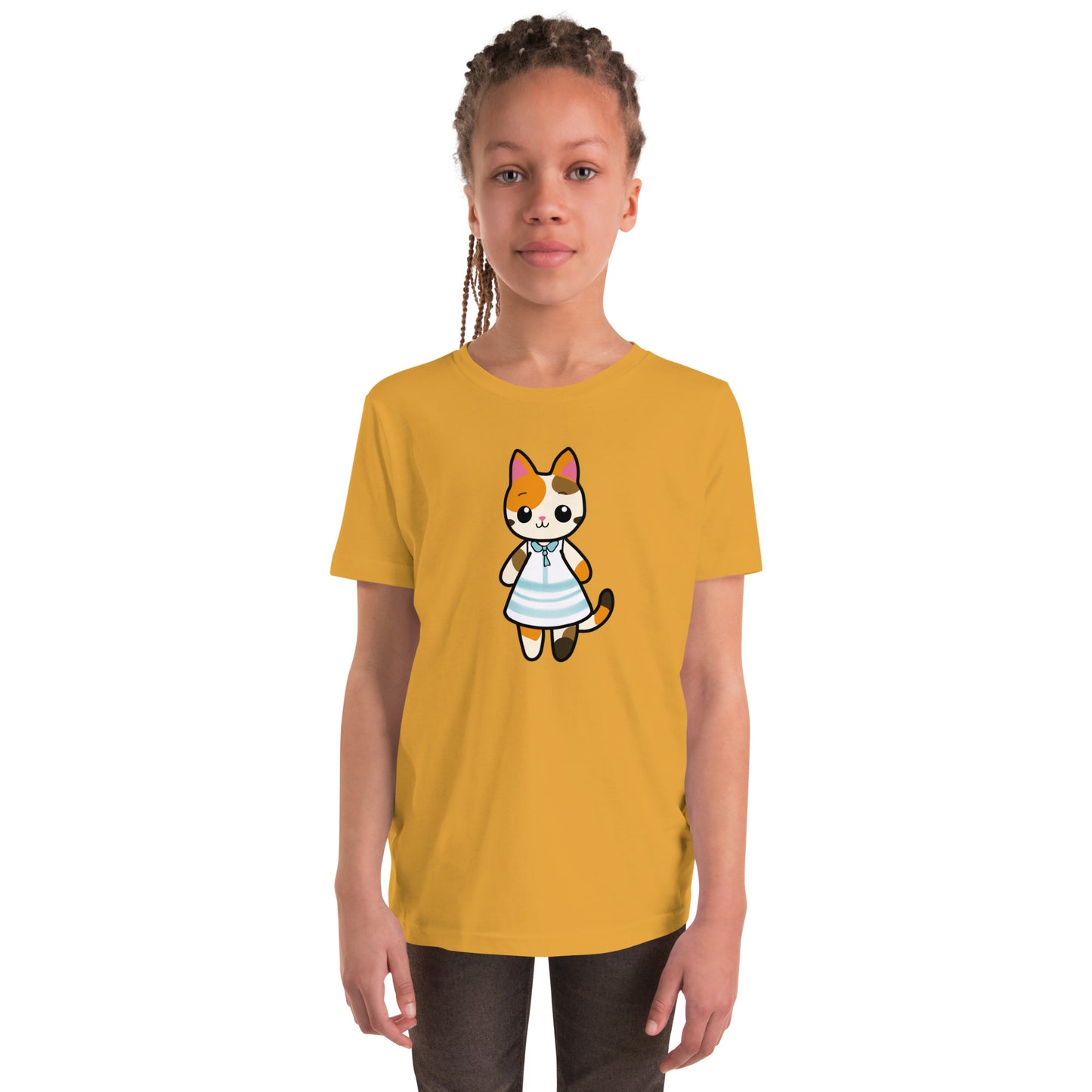 Calico Cat in Sun Dress Youth Short Sleeve T-Shirt