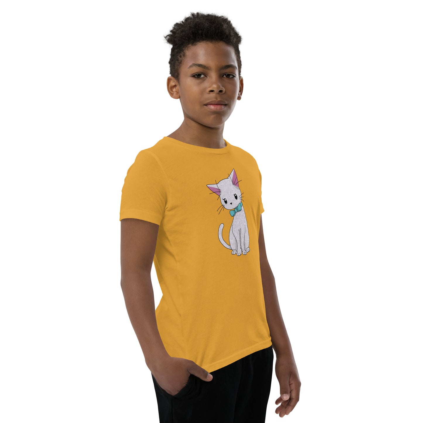 Cat With Bow Tie Youth Short Sleeve T-Shirt