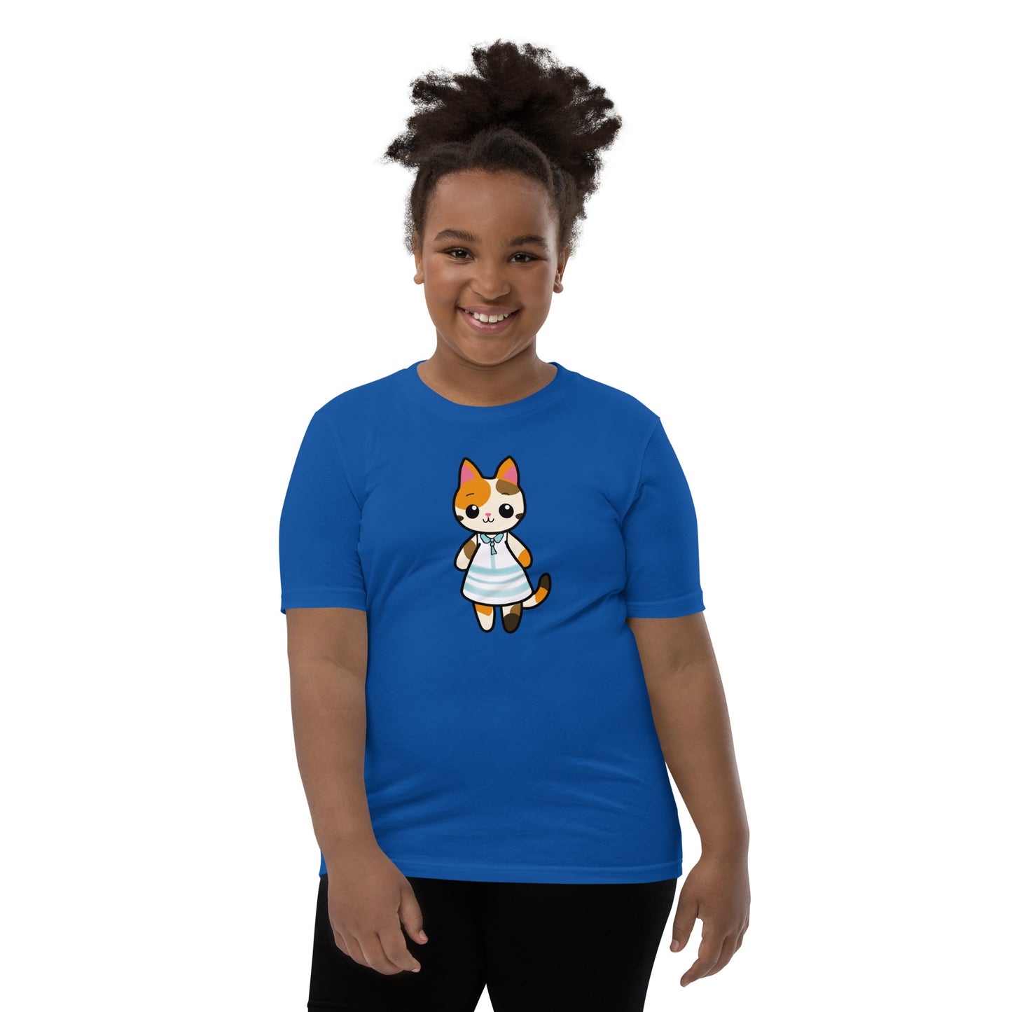 Calico Cat in Sun Dress Youth Short Sleeve T-Shirt