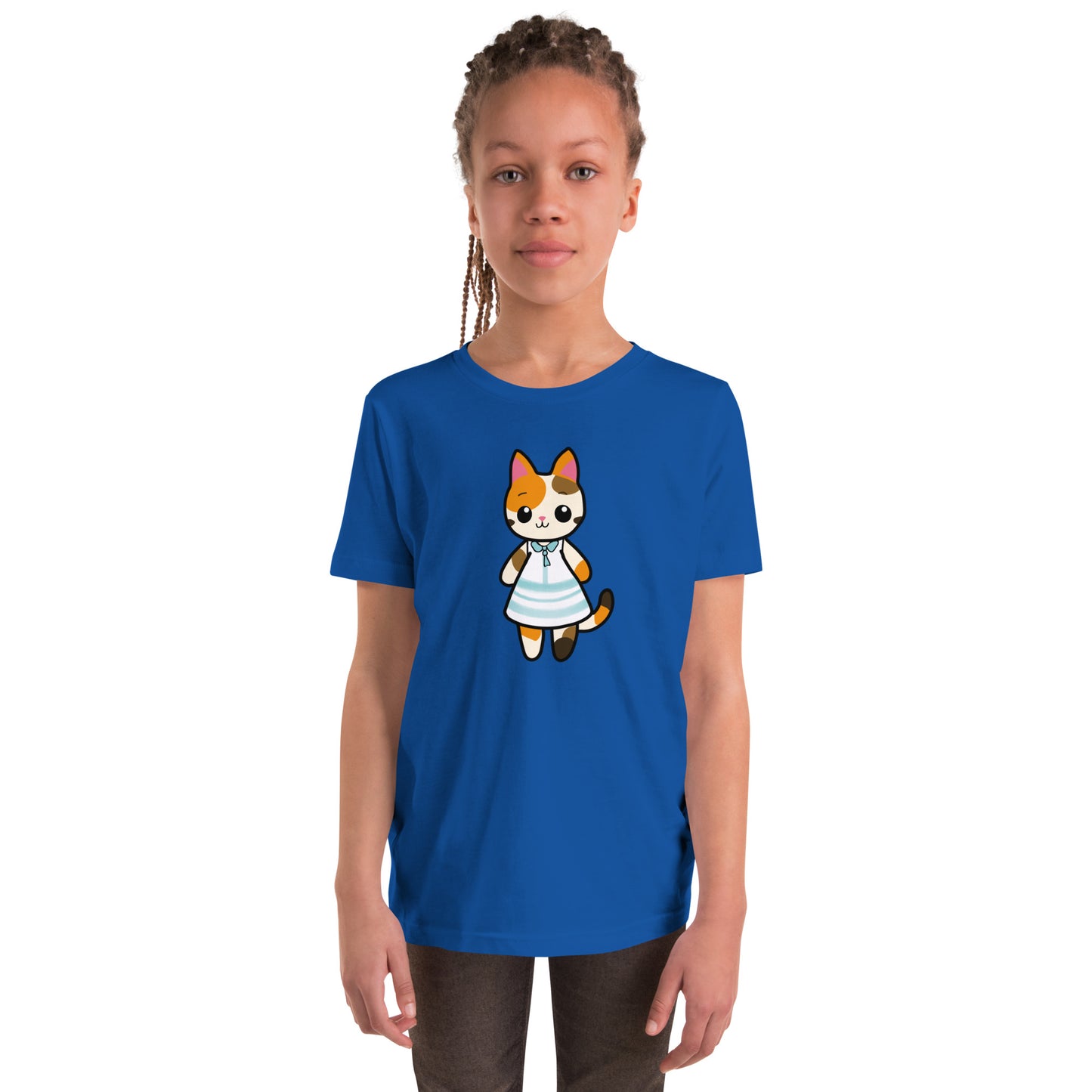 Calico Cat in Sun Dress Youth Short Sleeve T-Shirt