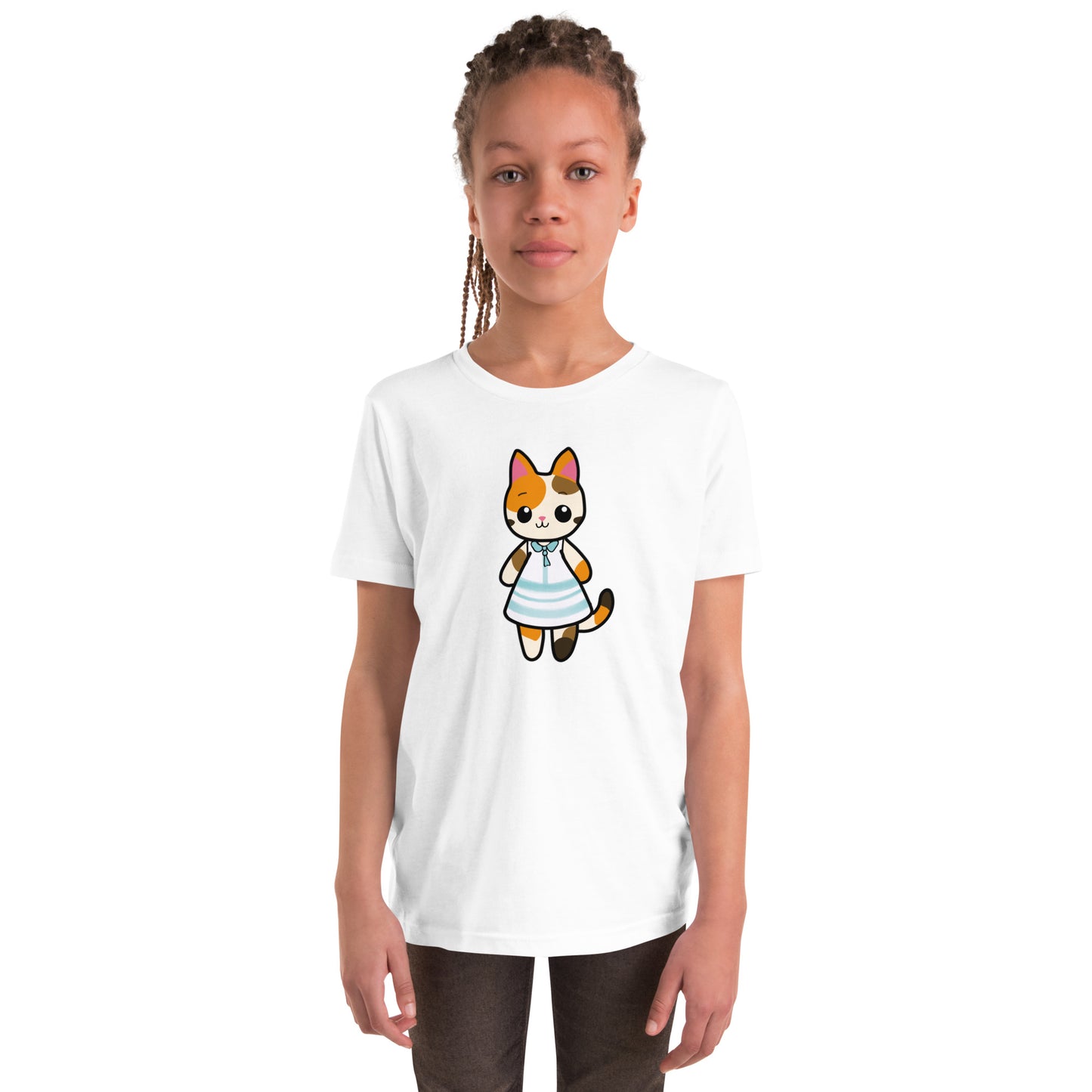 Calico Cat in Sun Dress Youth Short Sleeve T-Shirt