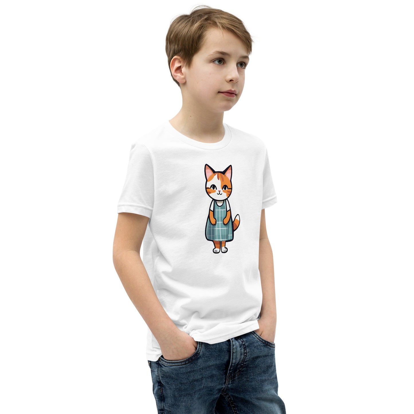 Cat in an Apron Dress Youth Short Sleeve T-Shirt