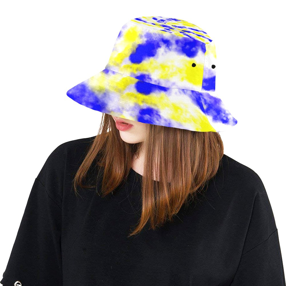 Blue and Yellow Tie Dye Bucket Hat
