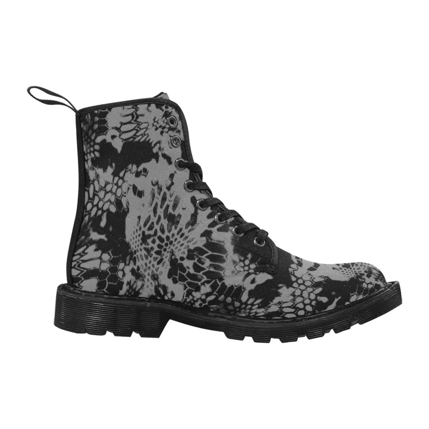 Grey and Black Camo Canvas Men's Lace Up Boots