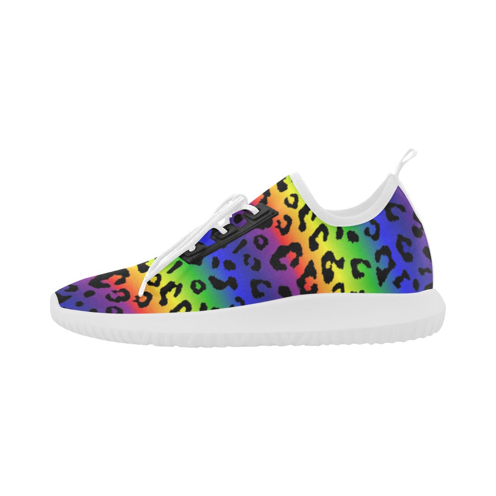 Women's Rainbow Leopard Print Lightweight Running Shoes