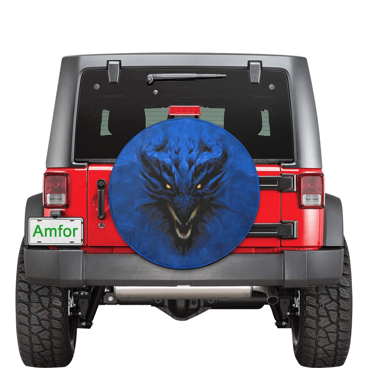 Bright Blue Shadow Dragon Spare Tire Cover Small 15"